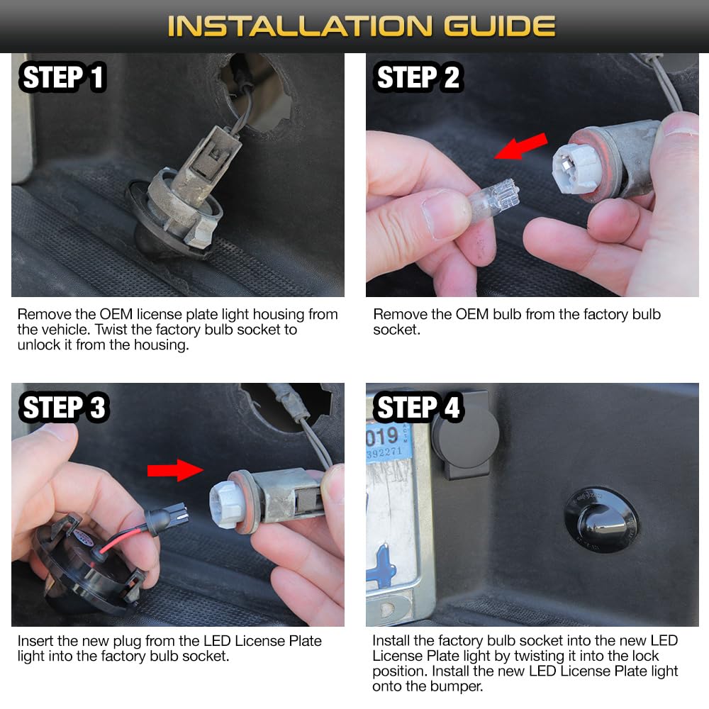 VIPMOTOZ Bright White SMD LED License Plate Light Compatible with Ford F150 F250 F350 Super Duty Ranger Pickup Explorer Bronco Excursion Expedition Rear Bumper Tag Lamp Housing Assembly