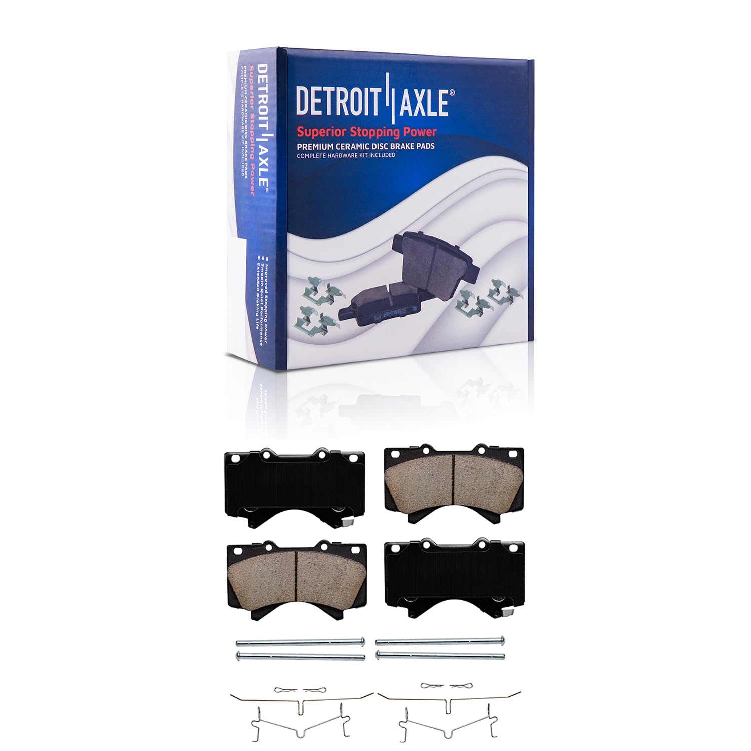 Detroit Axle - Brake Kit for Toyota Tundra Sequoia Land Cruiser Lexus LX570, Drilled Slotted Disc Brake Rotors Ceramic Brakes Pads Front and Rear Replacement