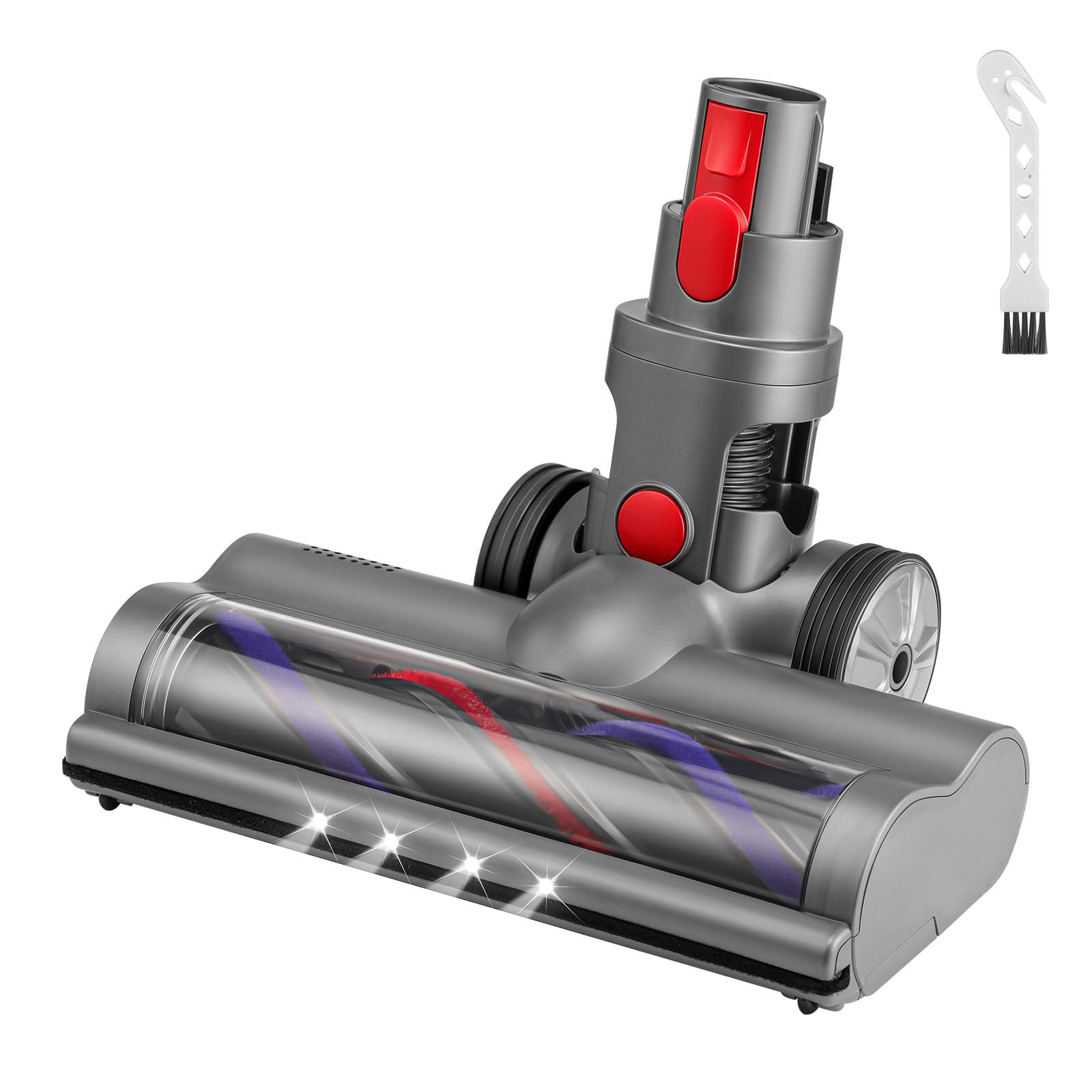Motorhead Vacuum Attachments for Dyson V15 V11 V10 V8 V7, Hardwood Floor Attachment for Dyson Cordless Stick Vacuum Cleaners with LED Headlights, Soft Roller Brush Head Replacement