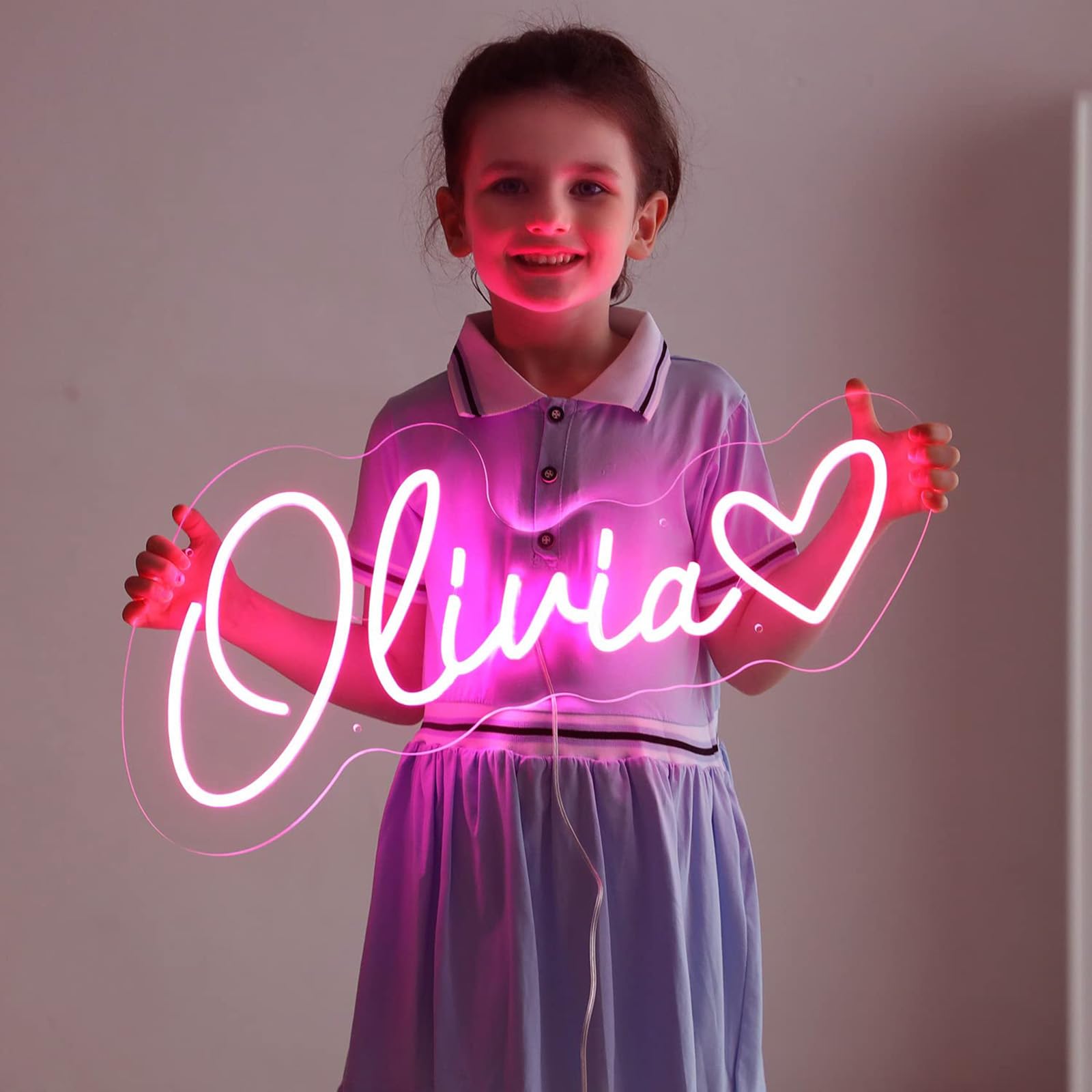 Qzeuoucu Custom Neon Sign,LED Neon Signs Customizable For Wall Decor,Kids Name Sign and Birthday Gift,Wedding Party Room Decorations,Personalized Neon Light Optional battery powered