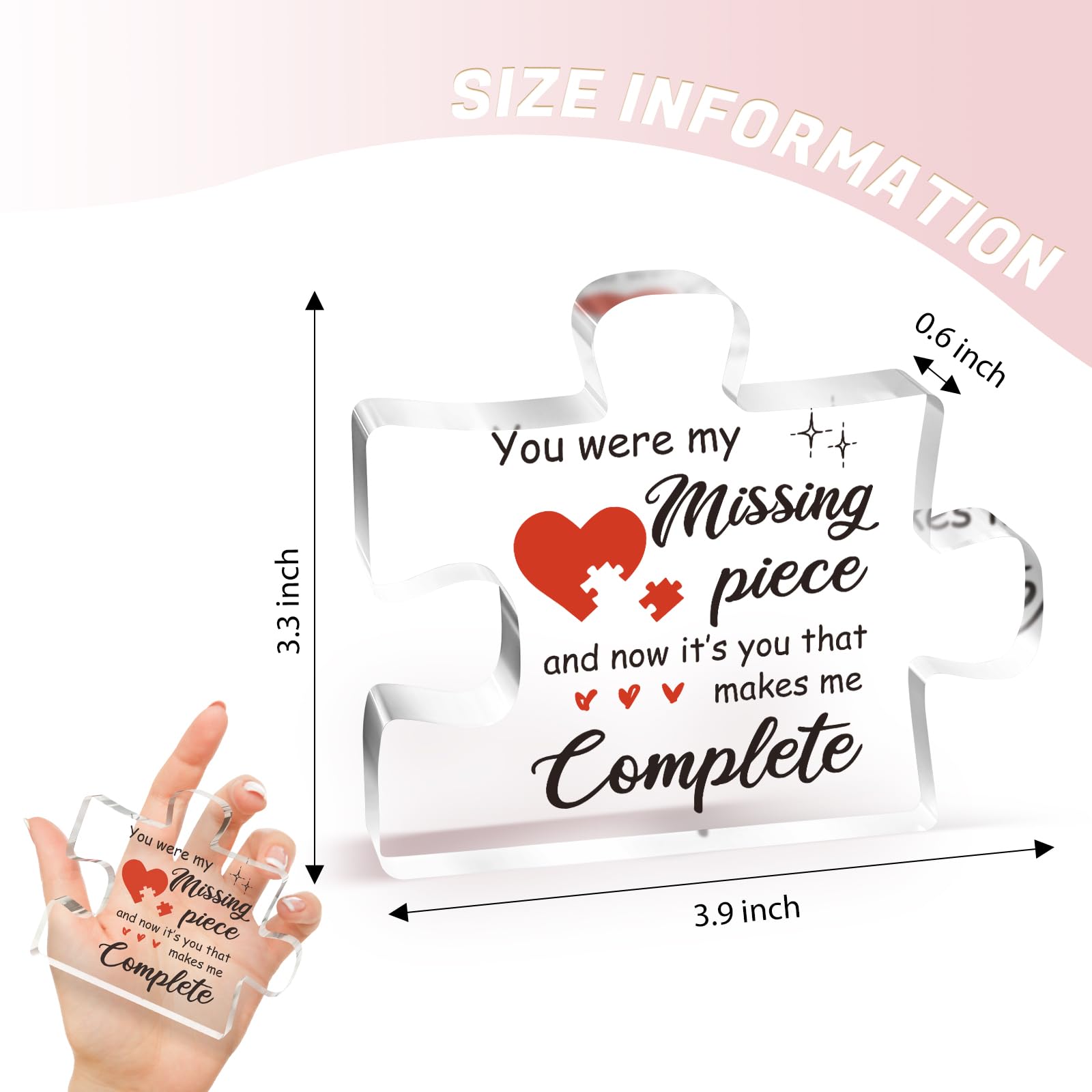 Gifts for Her - Delicate Girlfriend Birthday Gifts for Her - Acrylic Puzzle Piece 3.9 x 3.3” Anniversary Christmas Gifts for Girlfriend, Valentines Day Meaningful Christmas Gifts for Her, Ideas