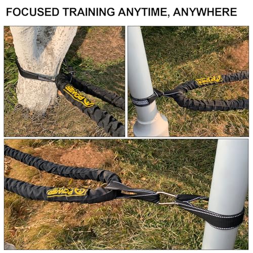 POWER GUIDANCE Battle Rope, 1.5/2 Inch Diameter Poly Dacron 30, 40, 50Ft Length Exercise Equipment for Home Gym & Outdoor Workout, Battle Rope Anchor Included