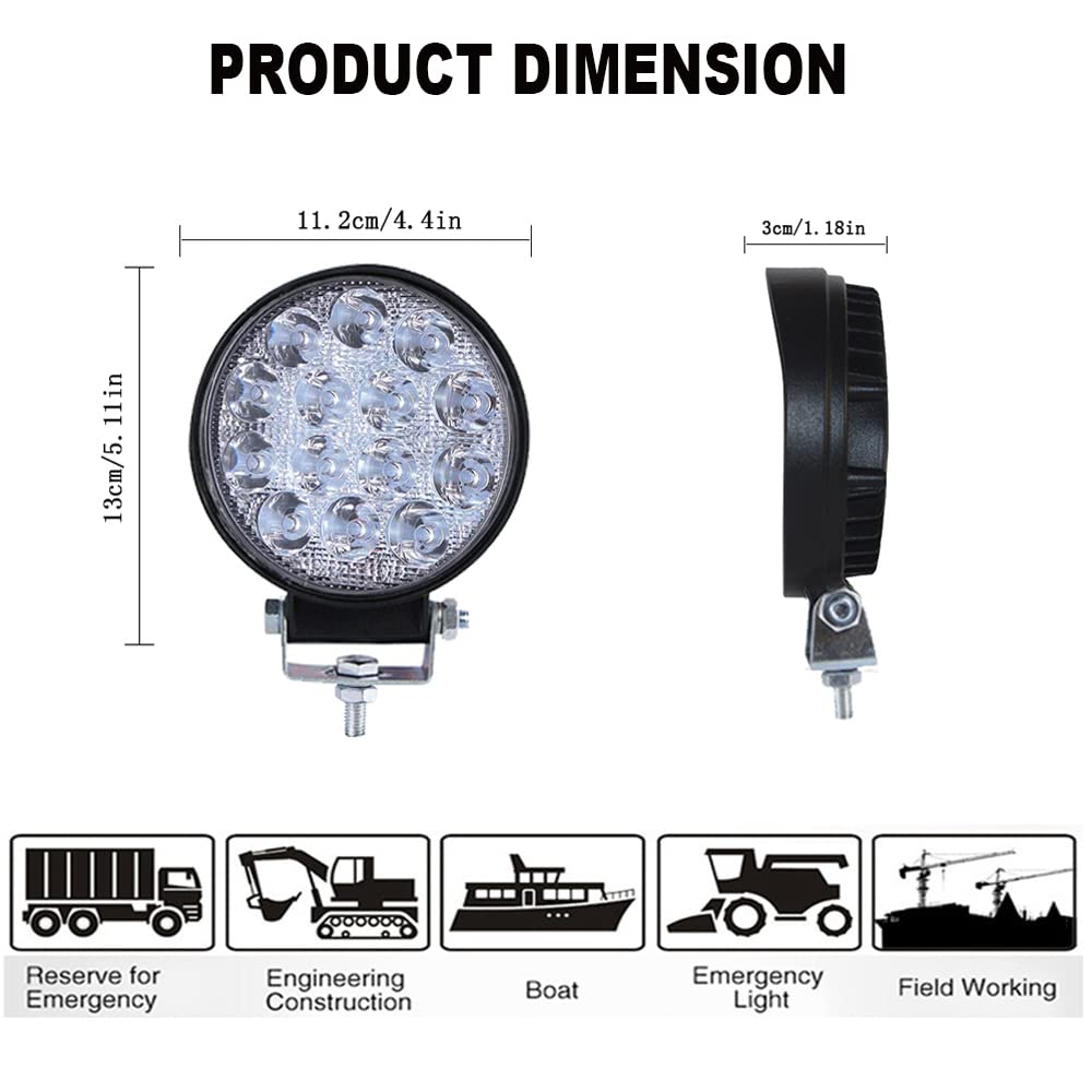 20PCS 42W LED Work Lights for Truck, Led Light Pods, 4.5Inch Spot Flood Round Lights Off-Road Led Light Fit for Trucks Off-Road Vehicle ATV SUV UTV 4WD Boat Tractor