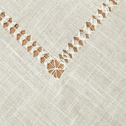 Grelucgo Handmade Double Hemstitch Natural Tablecloth, Square 72 Inch