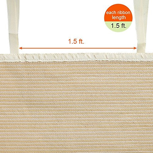 Shatex Shade Panel 10' x 18' Block 90% of Sunlight with Ready-tie up Ribbon for Pergola Gazebo Porch, Wheat
