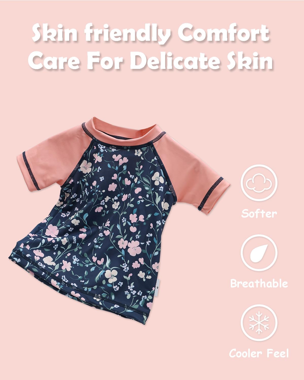 ALVABABY 2-Piece Baby Girl Swimsuit,Infant Toddler Bathing Short Sleeve Swimwear,Baby Reusable Swim Diaper with Matching Top 2T SWCJ12