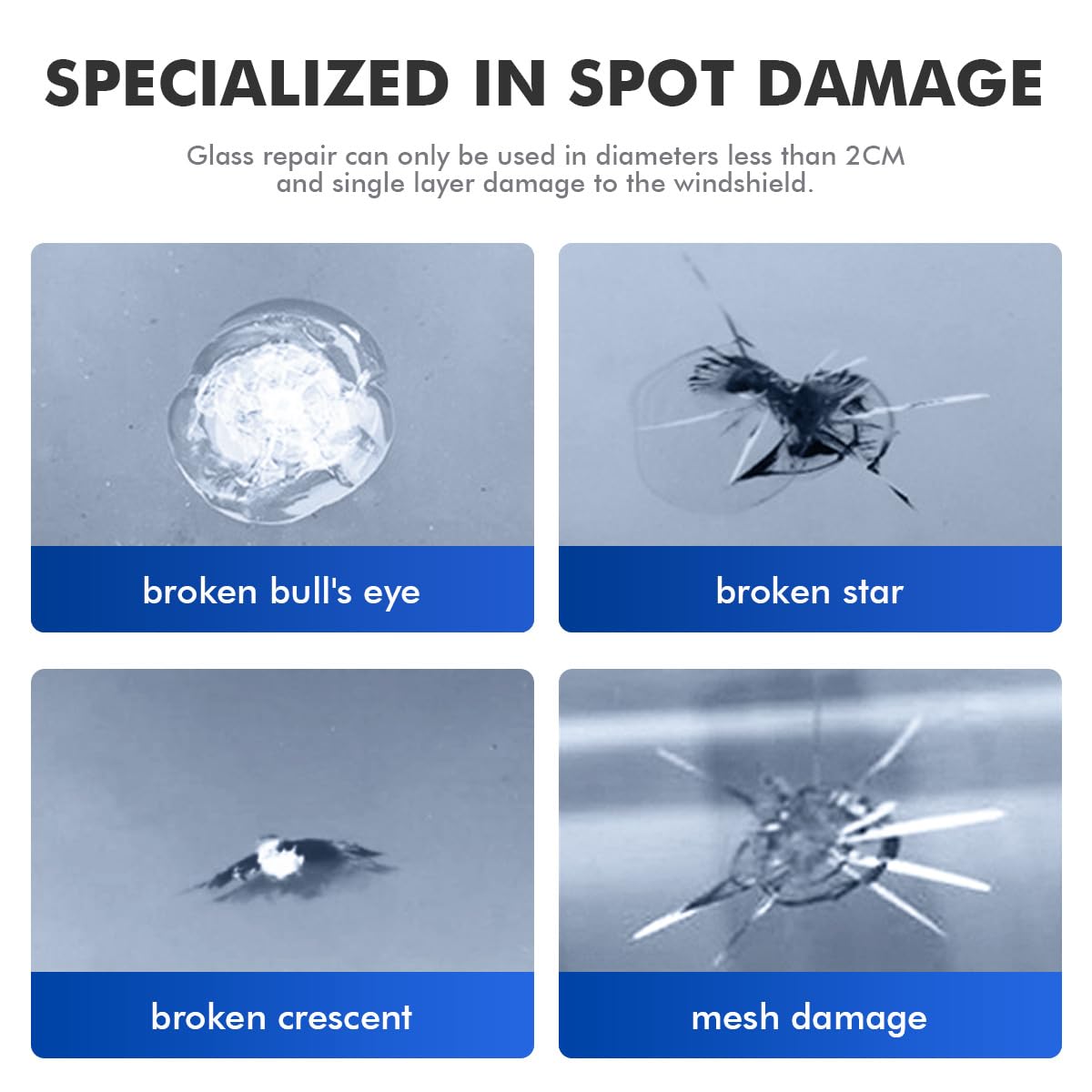 PHIXBEAR Windshield Repair Kit, 2025 New Package Windshield Crack Repair Kit with Pressure Syringes, Long-Lasting for Windshields, Windows, Mirrors, All Crack Types Windshield Chip Repair Kit