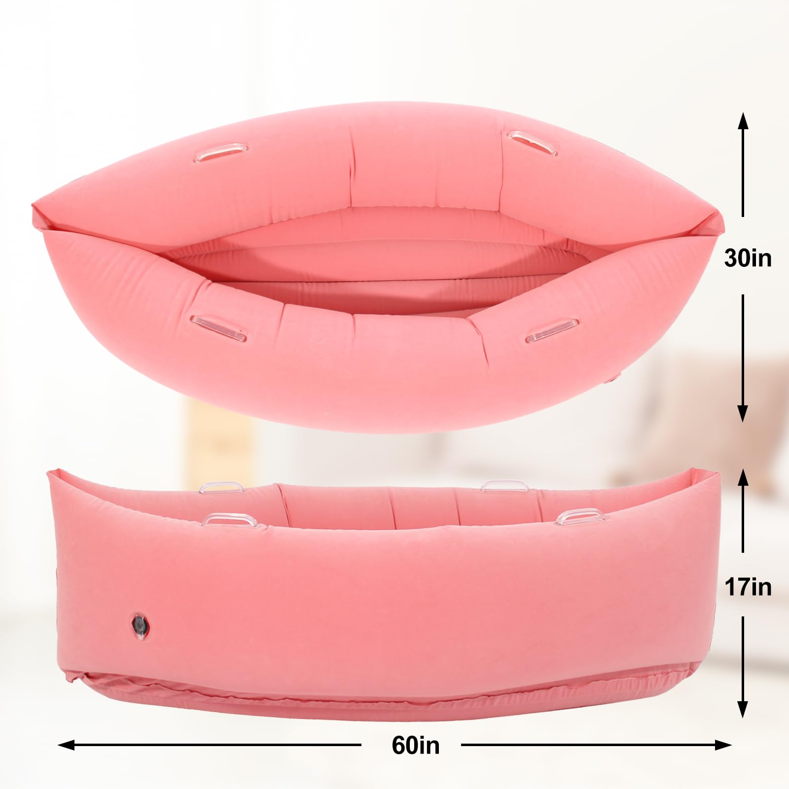 Sensory Chair Inflatable Peapod Canoe, 60" Sensory Pod Sitting for Autistic Children, ADHD Sensory Pea Pod with Neck Pillow, Electric Air Pump, Pink