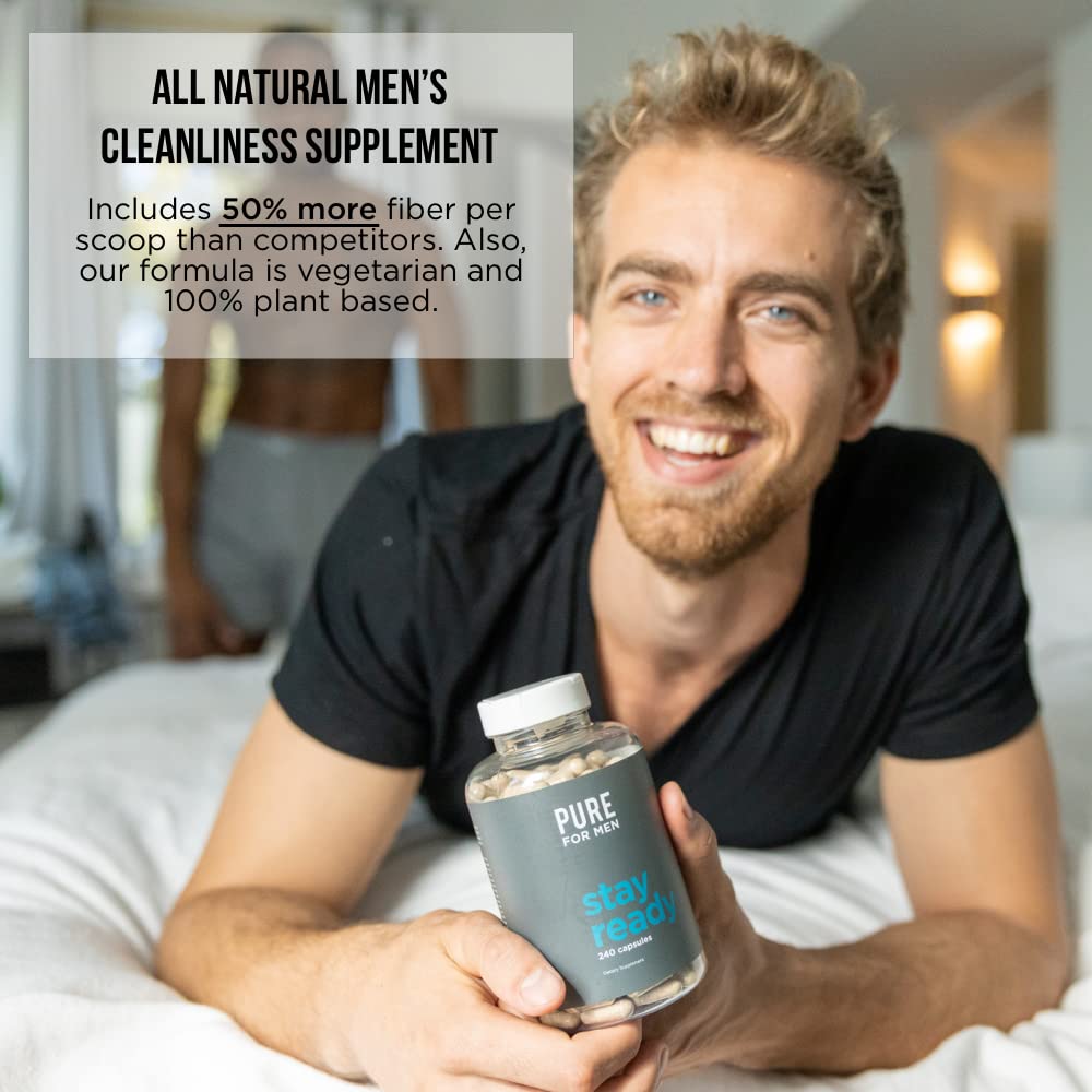 Pure for Men Original Cleanliness Stay Ready Fiber Supplement Powder | Helps Promote Digestive Regularity | Psyllium Husk, Aloe Vera, Chia Seeds, Flaxseeds | Proprietary Formula | 180 gm Vegan Blend