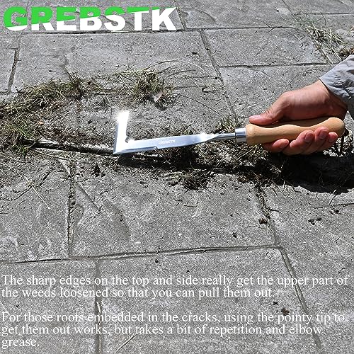 GREBSTK Crack Weeder Crevice Weeding Tool Manual Weeder Beech Handle Lawn Yard Gardening Tool