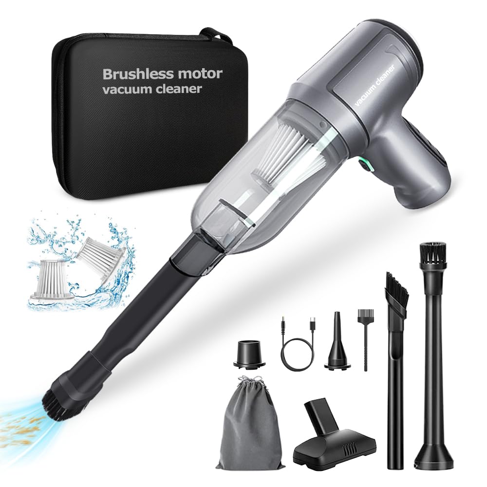 Tipcoo Cordless Car Vacuum Cleaner -3-in-1 Handheld Vacuum Cleaner with Brushless Motor, 15000PA High Power Mini Vacuum Cleaner for Car/Office/Home, to inflate/Deflate for Swimming Ring/Vacuum Bag