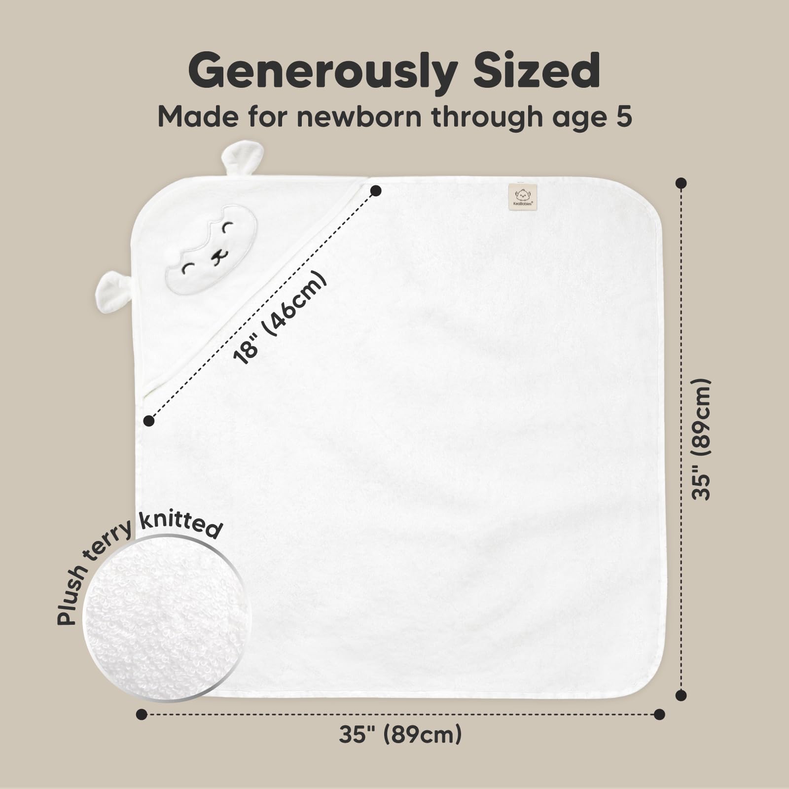 KeaBabies Baby Hooded Towel - Viscose Derived from Bamboo Baby Towel, Toddler Bath Towel, Infant Towels, Large Hooded Towel, Organic Baby Towels with Hood for Girls, Babies, Newborn Boys(Lamb)