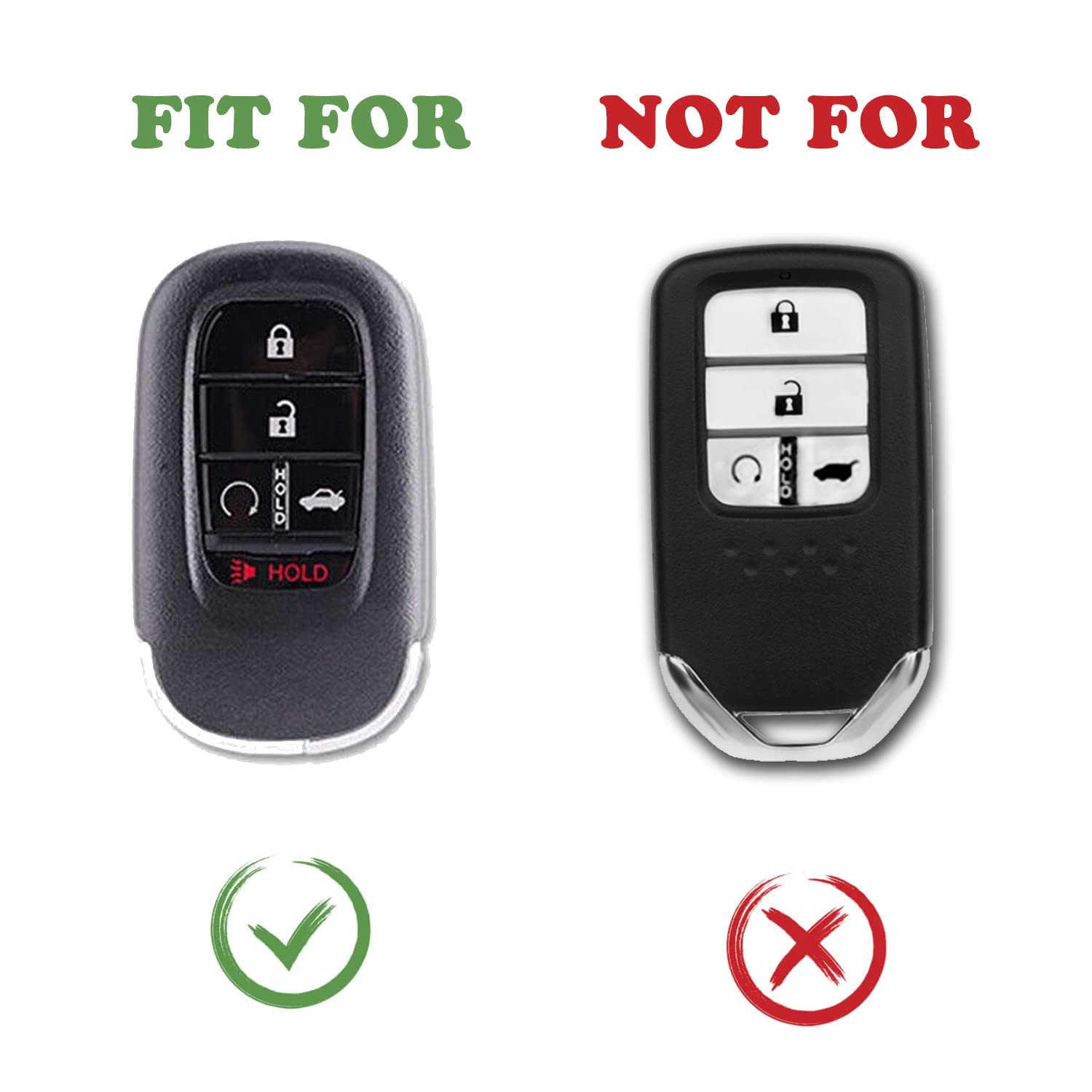 TANDRIVE Key Fob Cover for (5 Buttons) Honda 2022 2023 2024 2025 Civic Accord HR-V Pilot CR-V, Silicone, 2-Pack, Red Button, Black