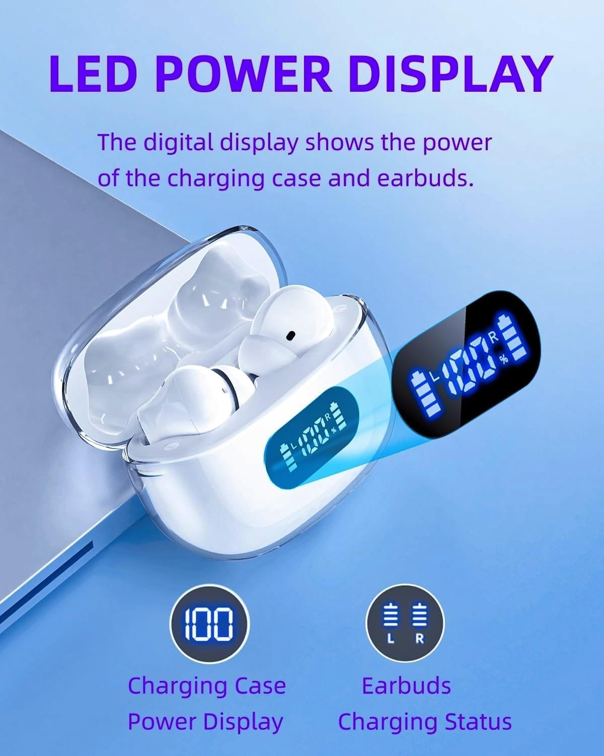 BYDTOOPCBD Wireless Earbuds P1 PRO, Earphones Wireless Bluetooth Headphones with Clear Call Mics Ear Buds, Comfortable Fit, IPX7 Waterproof Headset Long Battery Life, 30H Playtime for Sports Workout