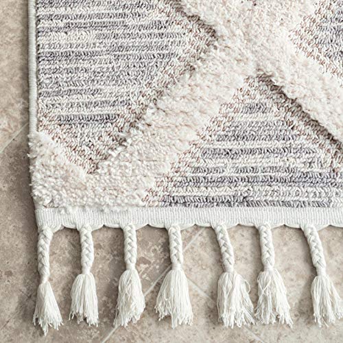 nuLOOM Catalina Shaggy Trellis Runner Rug, 2' x 8', Cream