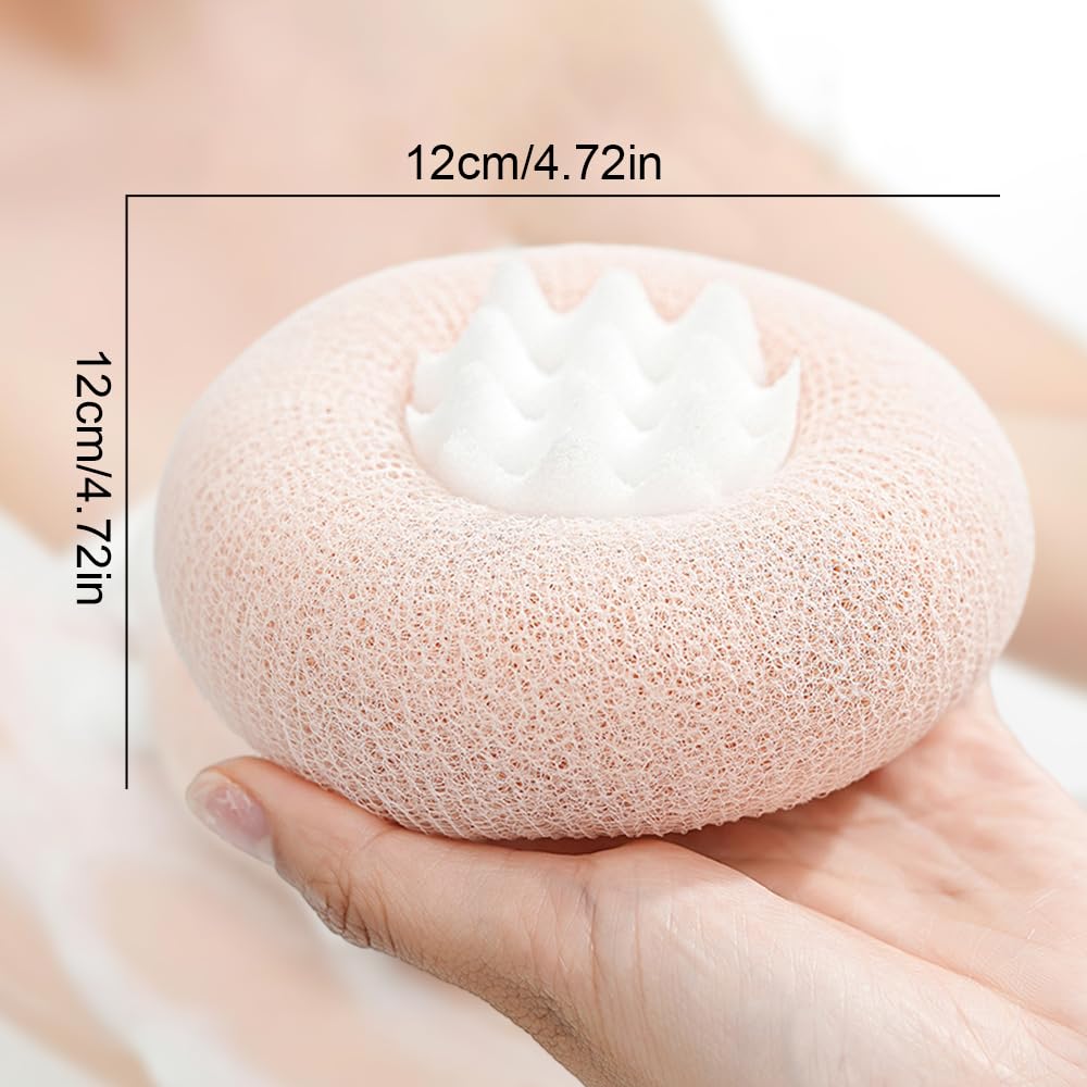 Super Soft Sunflower Suction Cup Bath Ball, 2025 New 2-in-1 Sunflower Bath Ball Exfoliating Bath Sponge Cleaning Brush, Sponge Mesh Pouf Shower Ball for Women, Men Shower (Purple+Green)