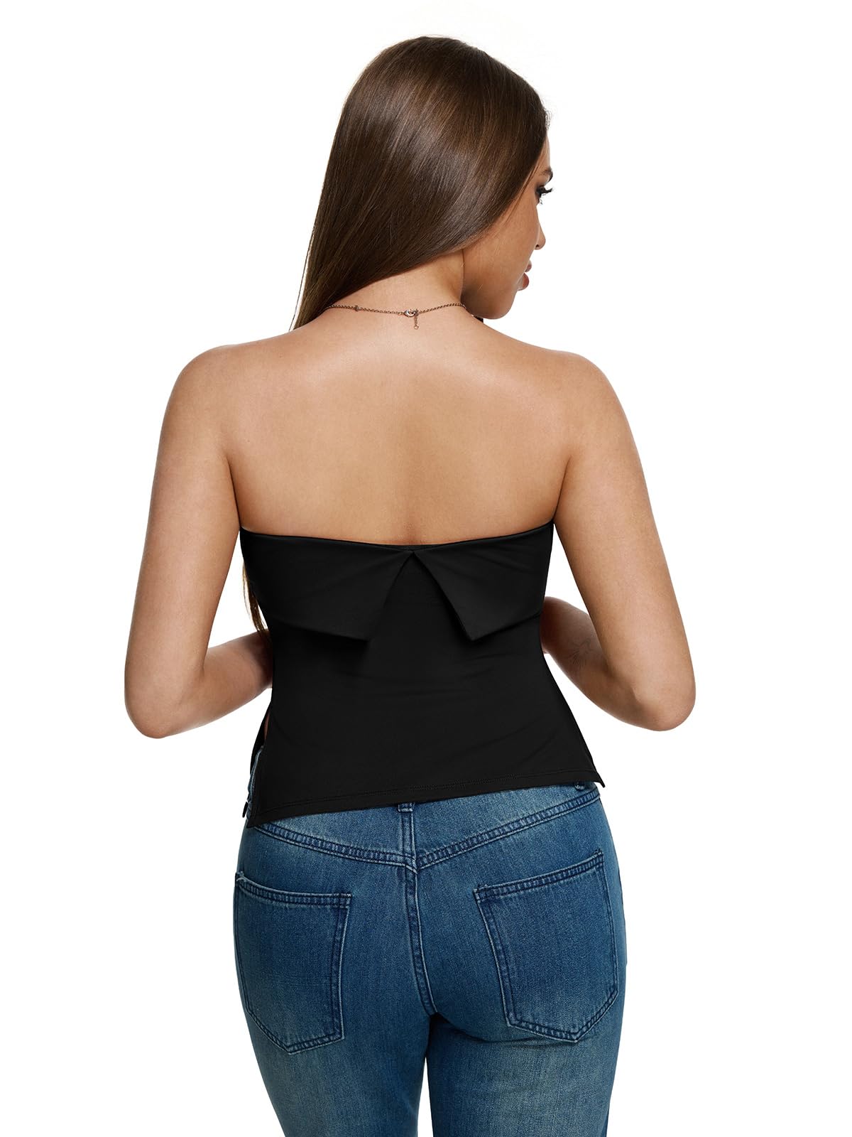 REORIA Butsmooth® Black Strapless Tube Top Women Double Lined Night Out Summer Clothes