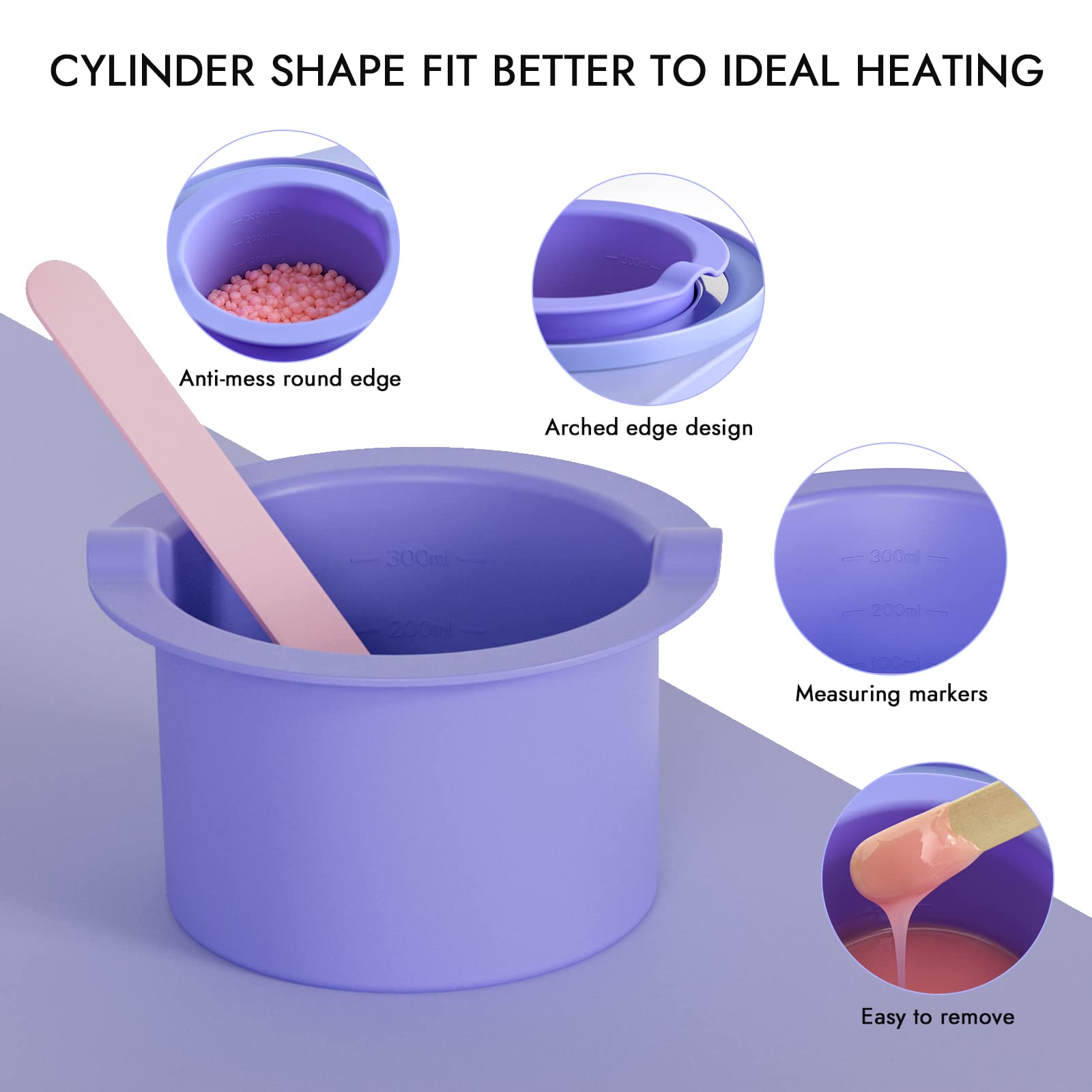 Removable Silicone Wax Warmer Liner Pot and Microwave-Safe Waxing Replacement Bowls - Easy to Clean and Reuse, 14oz Capacity, 3-Pack Non-Stick Containers