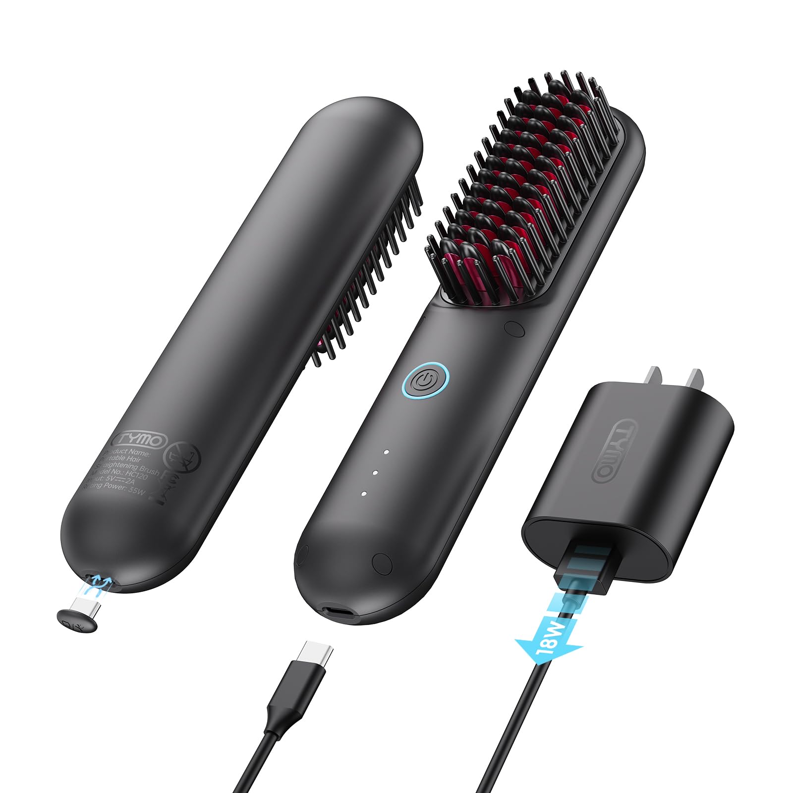TYMO Airflow Curling Iron + TYMO Porta Cordless Hair Straightener Brush