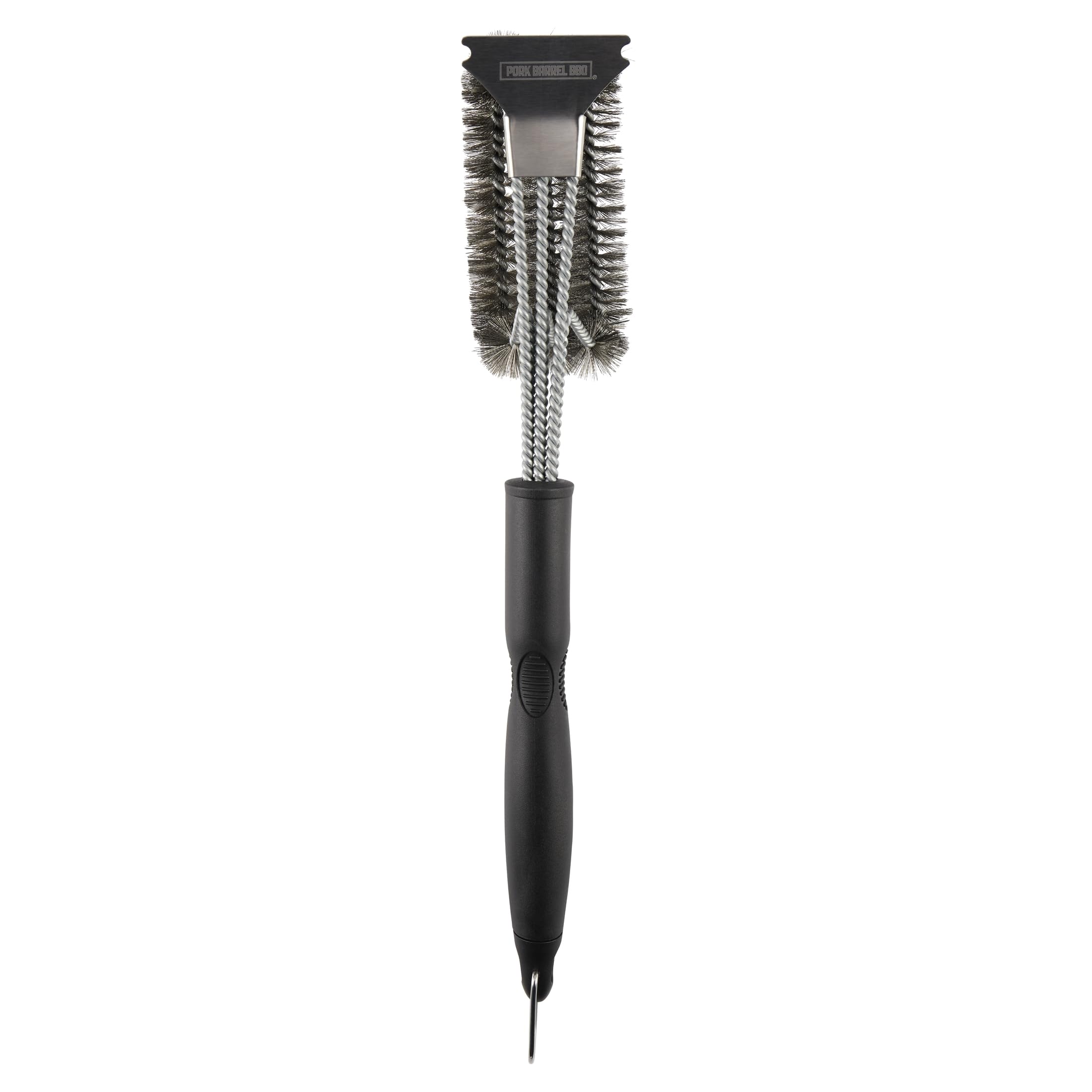 Pork Barrel BBQ Grill Brush and Scraper - Safe Stainless Steel Woven Wire Heavy Duty Grill Accessories for Outdoor Grill Cleaning I Grilling Gifts for Men I BBQ Accessories, Grill Cleaner