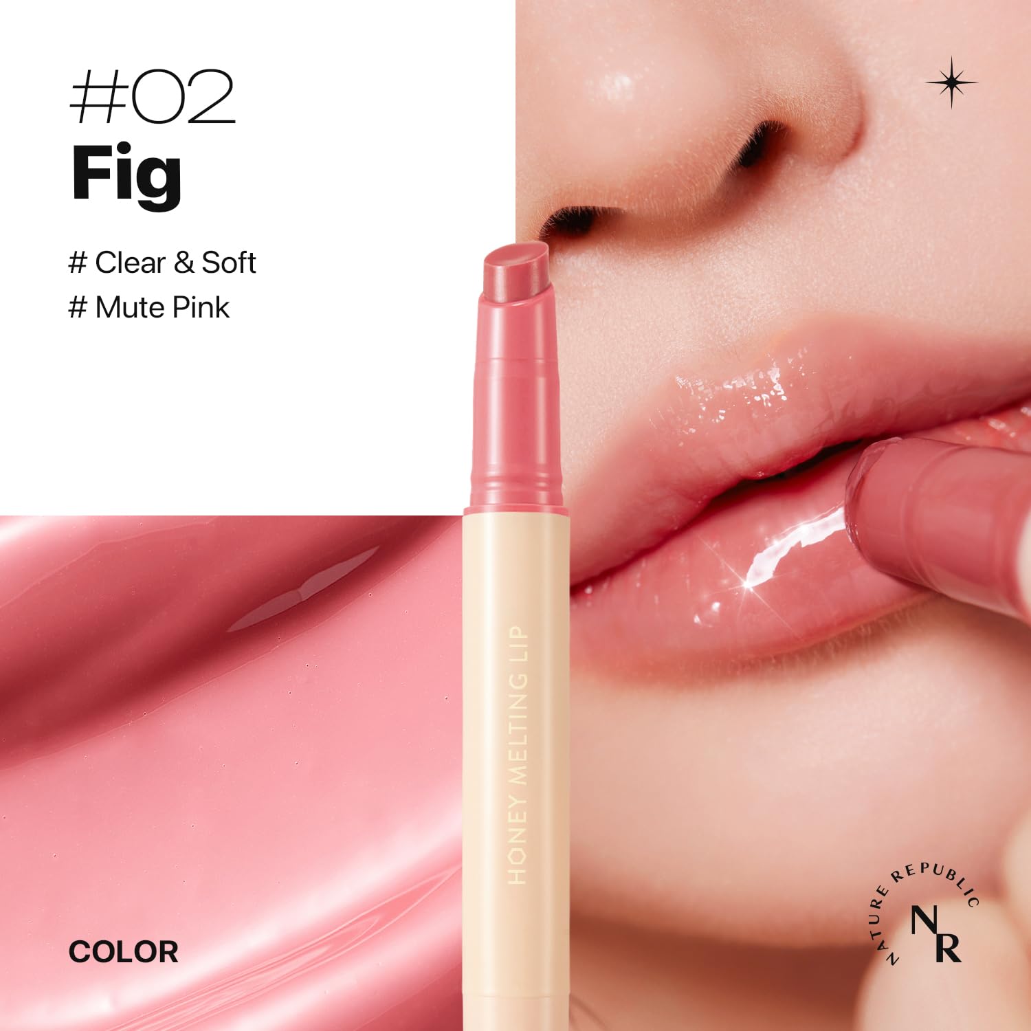 Nature Republic HONEY MELTING LIP (02 FIG) SOFT LIP STICK, korean lip, Lip Gloss, Glow lip, glossy, lip balm, lip crayon, jelly gloss, lip pen, tint gloss, sheer lip, korean make up