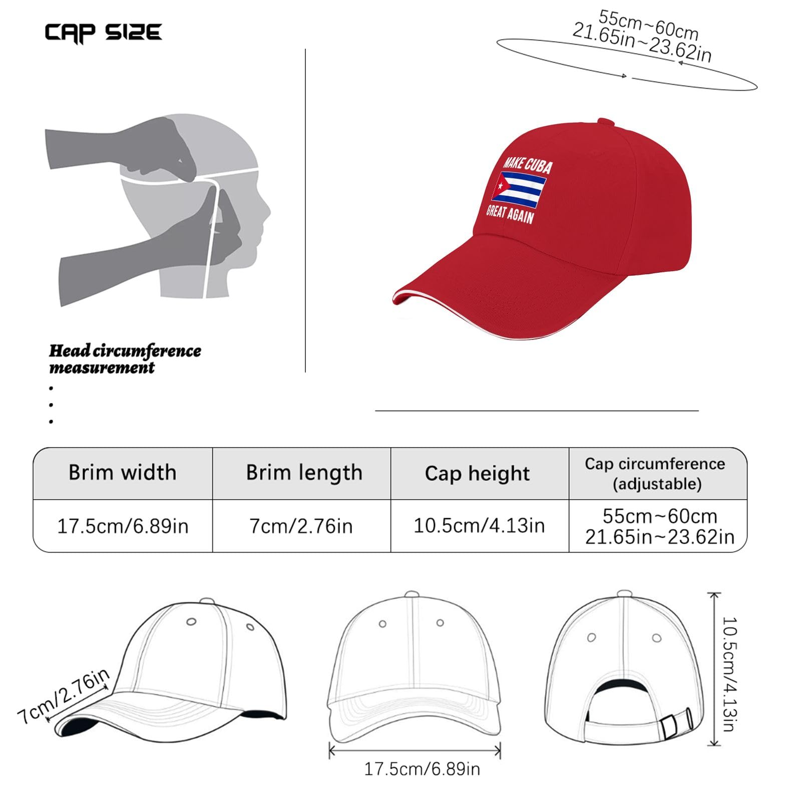 liabiliies Make Cuba Great Again Hat for Men Baseball Hats Funny Birthday Gifts for Men Red