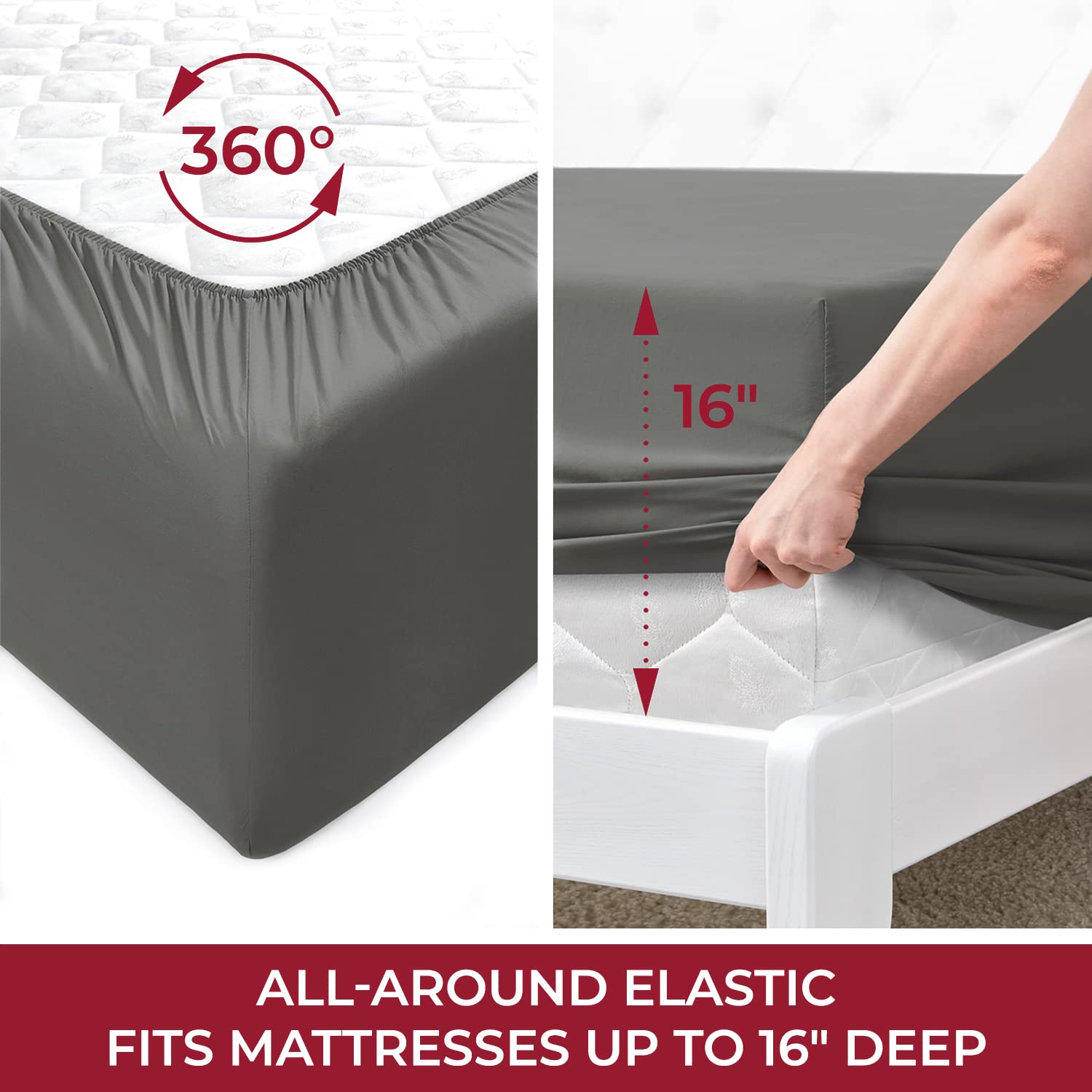 Mellanni King Bed Sheet Set + Bed Skirt Bundle&Save - Hotel Luxury Bedding Sheets & Pillowcases - Bundle Includes: 4pcs Bed Sheet Set and 15-Inch Tailored Drop Pleated Bed Skirt (King, Gray)