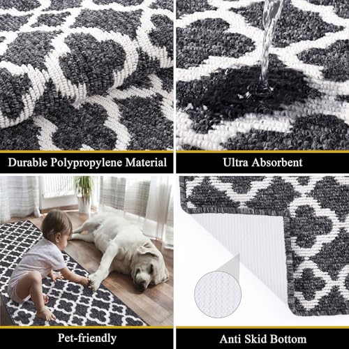 U'Artlines Runner Rug for Hallway 2×6feet Non Slip Kitchen Floor Carpet Runners Beige Geometric Pattern Machine Washable Area Rug for Entryway Bathroom