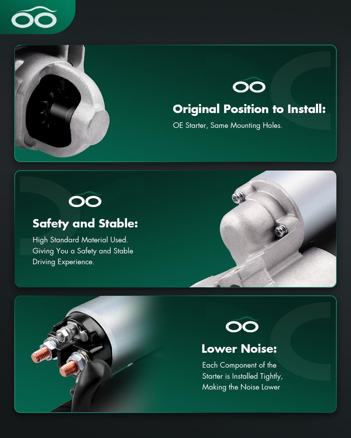 SCITOO Starters SDR0070 6489N 323-1443 fit for Chevrolet for Silverado 1500 2001-2003 for Tahoe 2001-2003 4.8L for Express Vans 2003 for GMC for Savana Vans 2003 for Sierra 1500 2001 2002 4.8L 5.3L