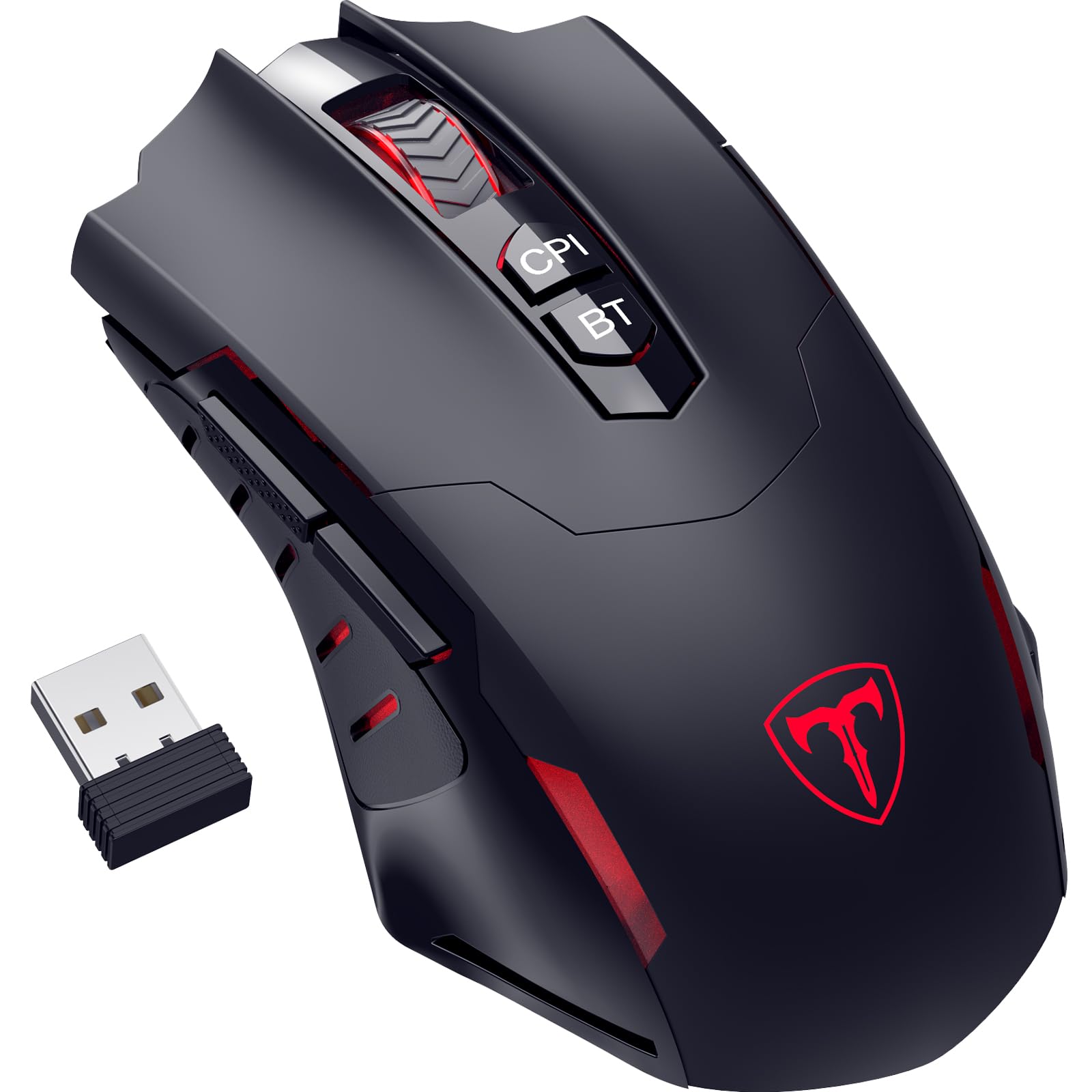 RisoPhy Wireless Gaming Mouse with 8000 DPI, 2.4G & Bluetooth Dual Mode Connection - Ergonomic Design, 7 Programmable Buttons, RGB backlighting, Precision Sensor for PC and Gaming