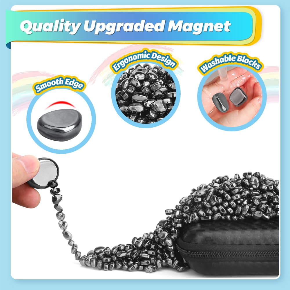 Dilabnba 300g Ferrite Putty with 2PCS Large Magnet Stones, Adults Fidget Toys, Sensory Desk Toys for Office, Gifts for Men Father, Age 15+