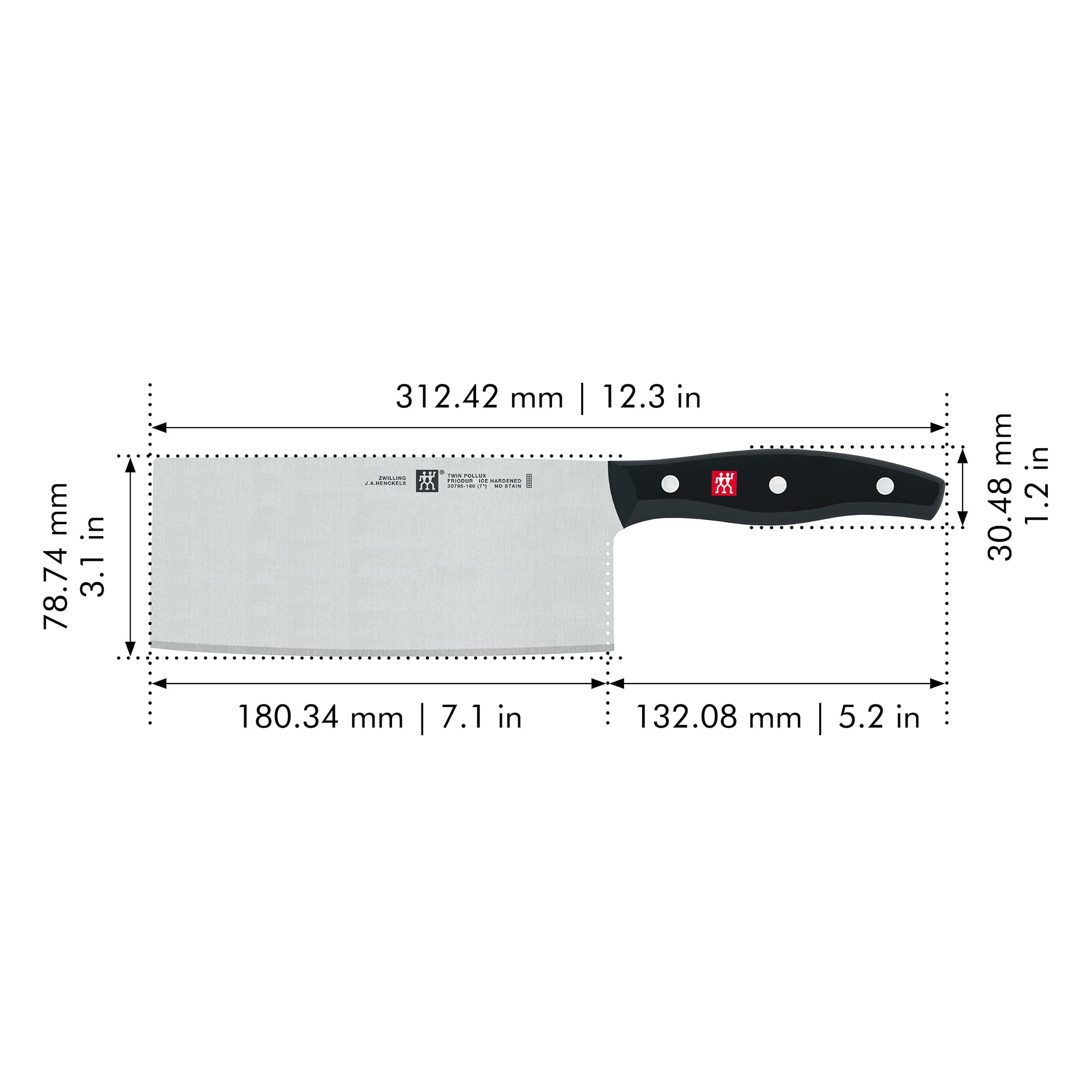 ZWILLING TWIN Signature Chinese Chef Knife, Chinese Cleaver Knife, 7-Inch, Stainless Steel, Black