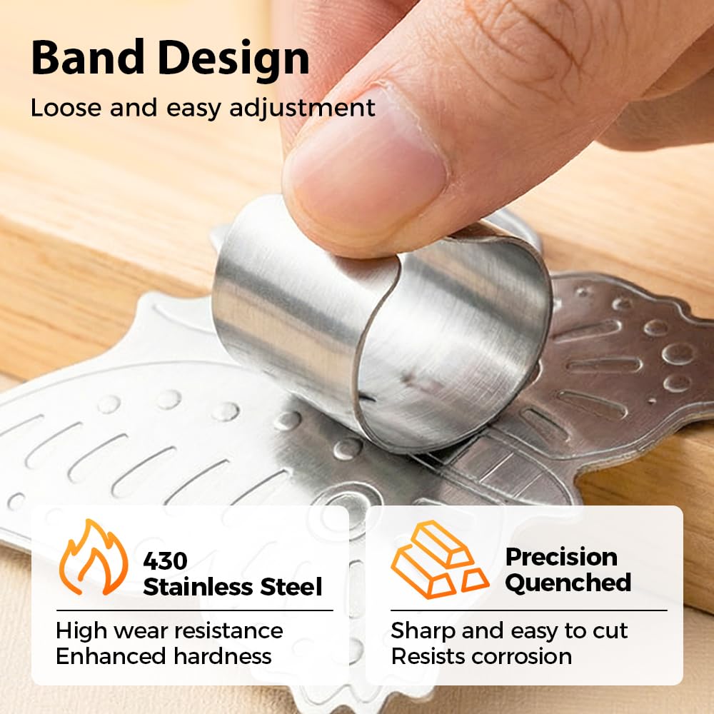 Stainless Steel Finger Guard, 2026 Upgrade Finger Protector for Cutting, Cute Butterfly & Bear Styles Safe Slicing Tool for Chopping Dicing Kitchen Food Prep (Butterfly-2PCS)