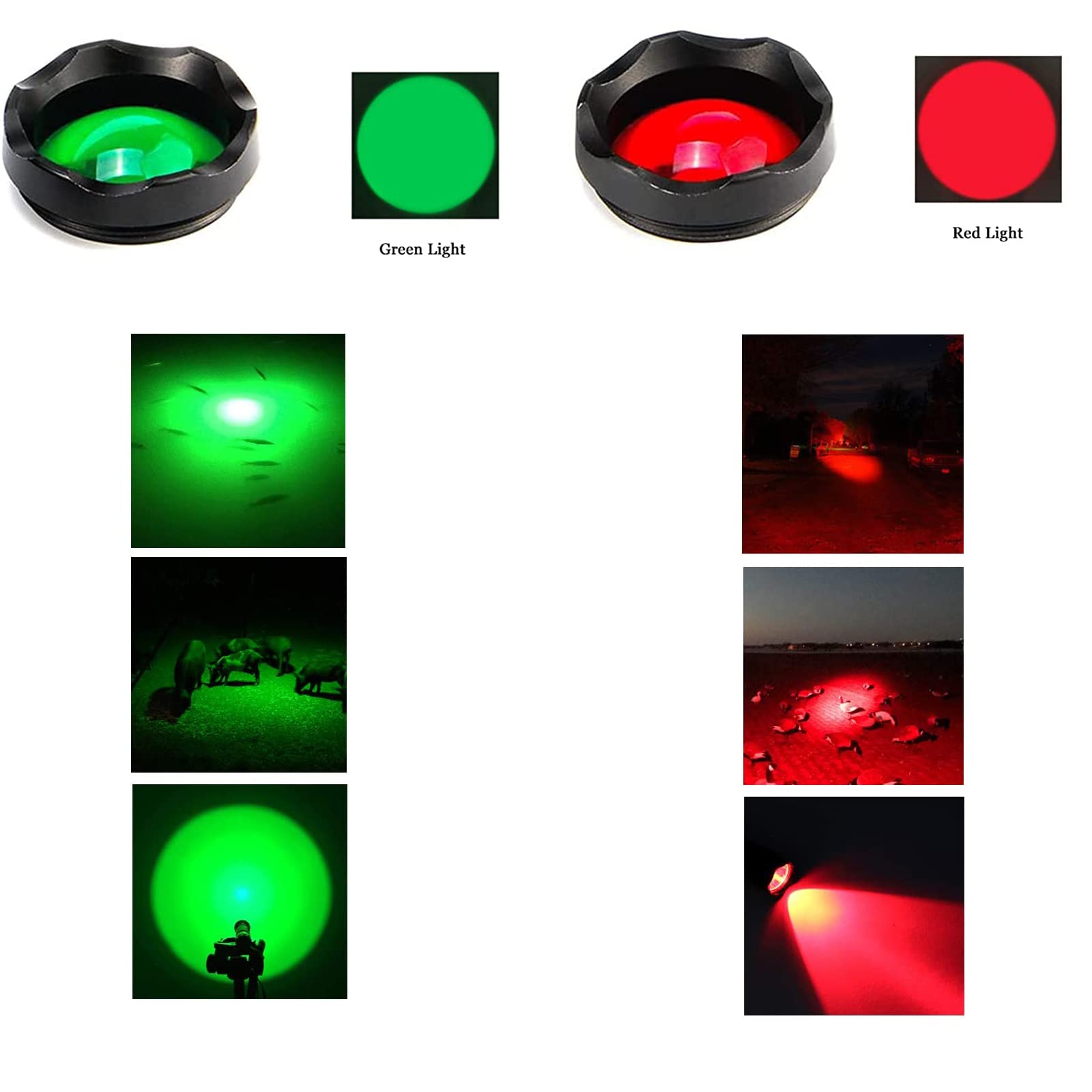 AuKvi 3-Color-Light Flashlight Tactical Flashlight with Red Green Filter Zoom 2000 lumens 5 Modes Waterproof Flashlight
