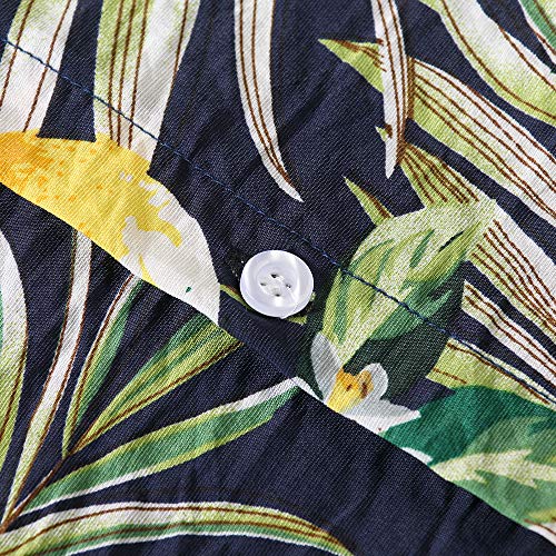OCHENTA Toddler Boys Button Down Hawaiian Shirt Short Sleeve Pineapple Summer Tropical Tops H Yellow 110CM - 3T