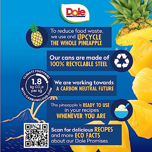 Dole Canned Fruit, Tropical Gold Pineapple Chunks in 100% Pineapple Juice, Gluten Free, Pantry Staples, No Sugar Added, 15.25 Oz, 12 Count