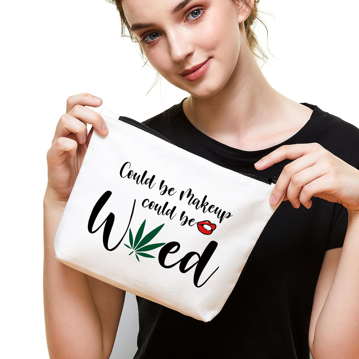 Fokongna Funny Makeup Bag Gifts For Best Friend Woman Gag Gifts for women Funny gifts Weed Small Cosmetic Bag Sister Travel Accessories Organizer Bag Toiletry Case for Birthday Christmas Gifts