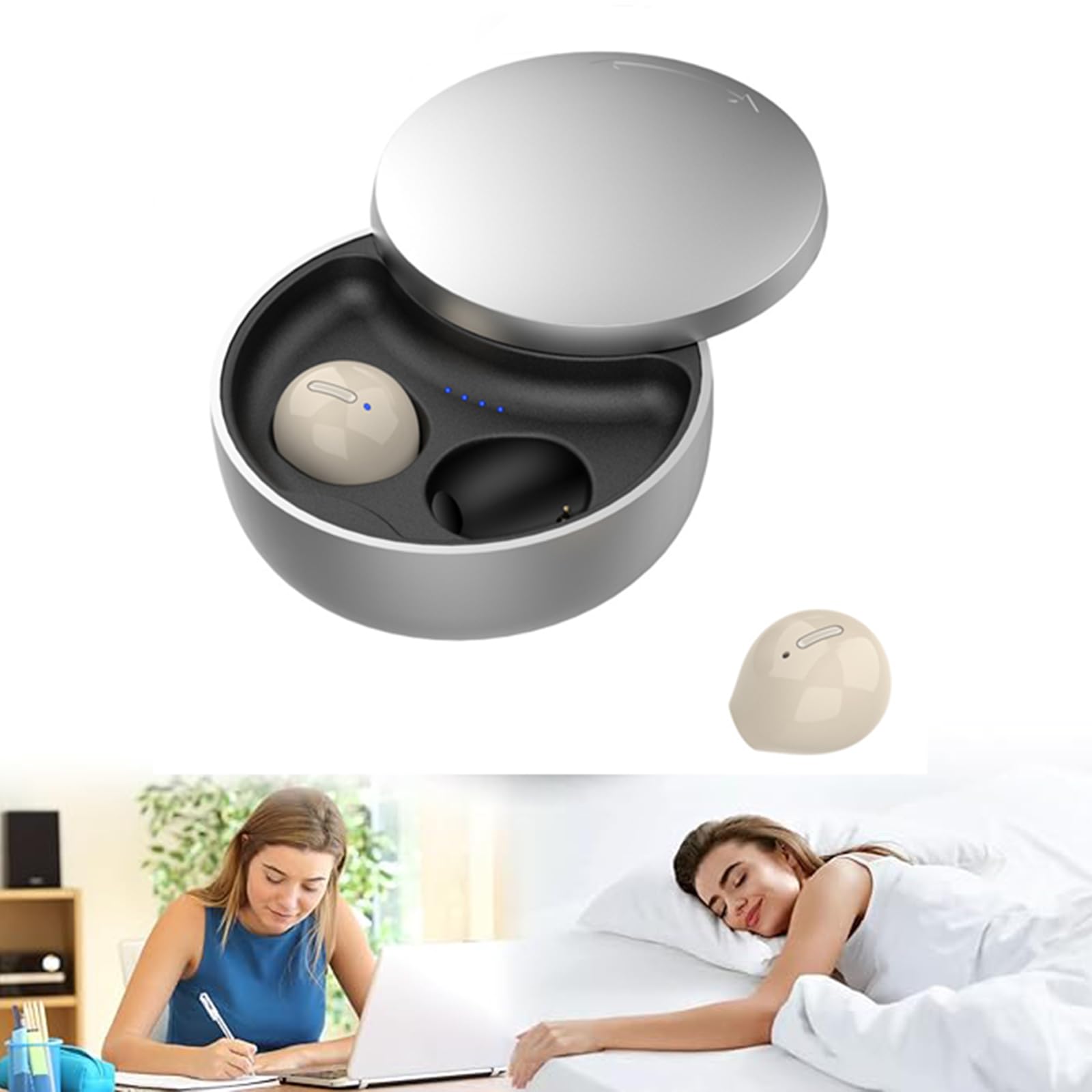 Yonblow Sleep Earbuds Bluetooth 5.4 in Ear Light-Weight Headphones, Mini Wireless Sleep Earbuds for Side Sleepers, Ultra-Thin Noise Cancelling Headphones, Clear Calls Invisible Earbuds(Yellow)