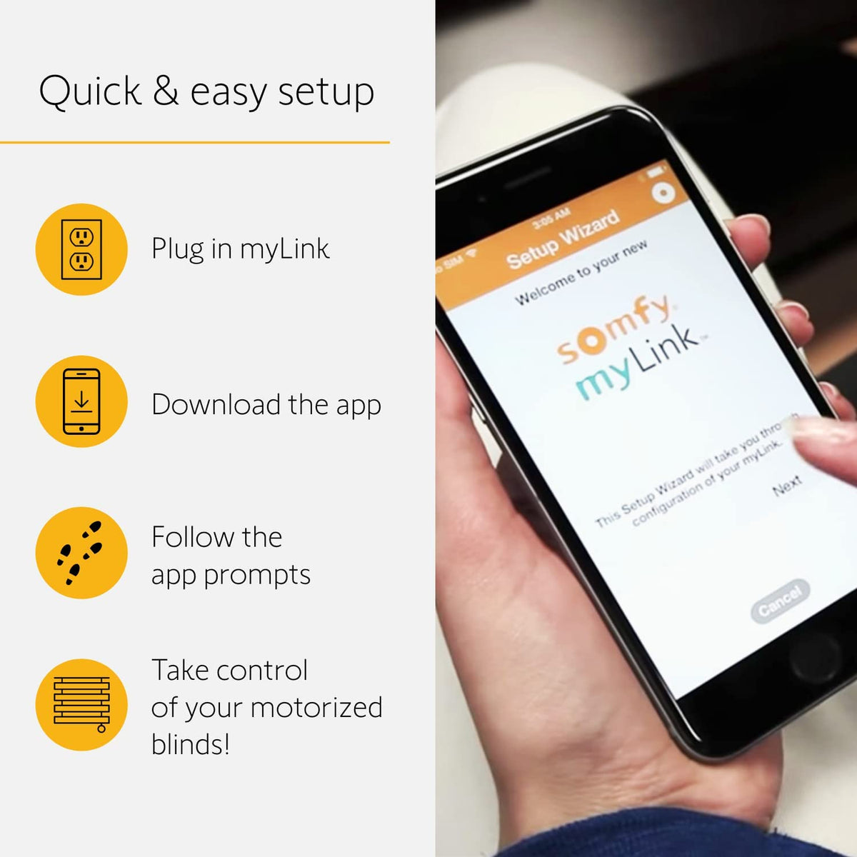 somfy myLink RTS Hub - Control Motorized Blinds, Shades, Curtains & Awnings with Alexa & Google Assistant - Quick Setup, 16-Channel Control, Wake Up to Sunshine, Wi-Fi Connection - #1811403