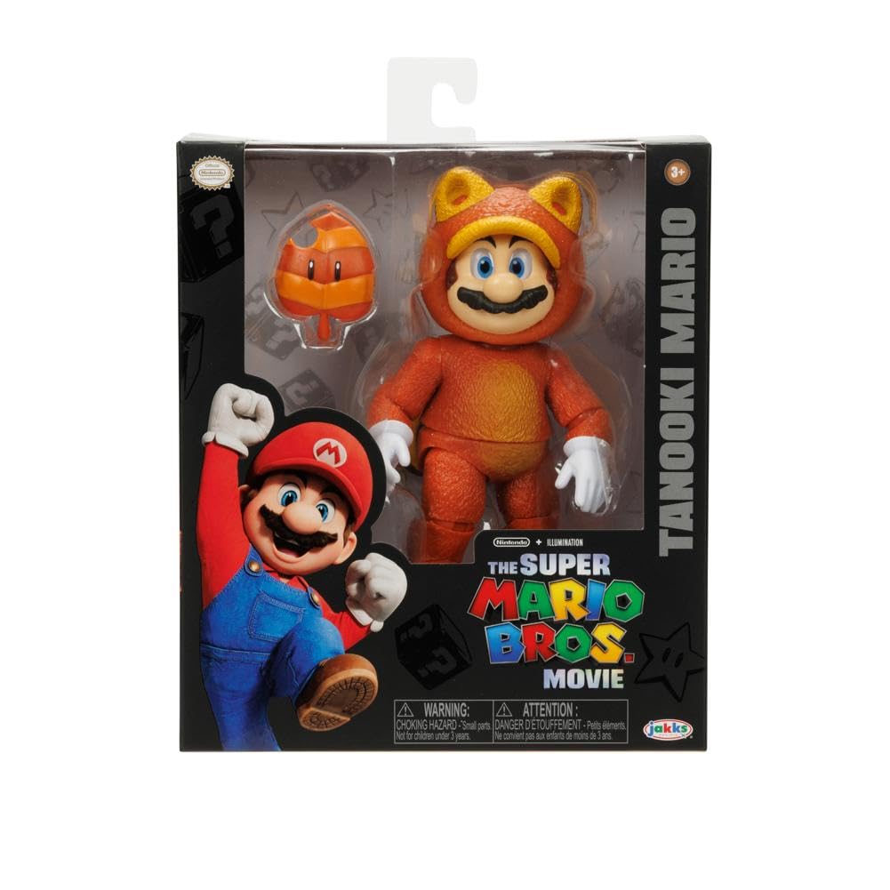 THE SUPER MARIO BROS. MOVIE - 5 Inch Action Figures Series 2 – Tanooki Mario Figure with Leaf Accessory