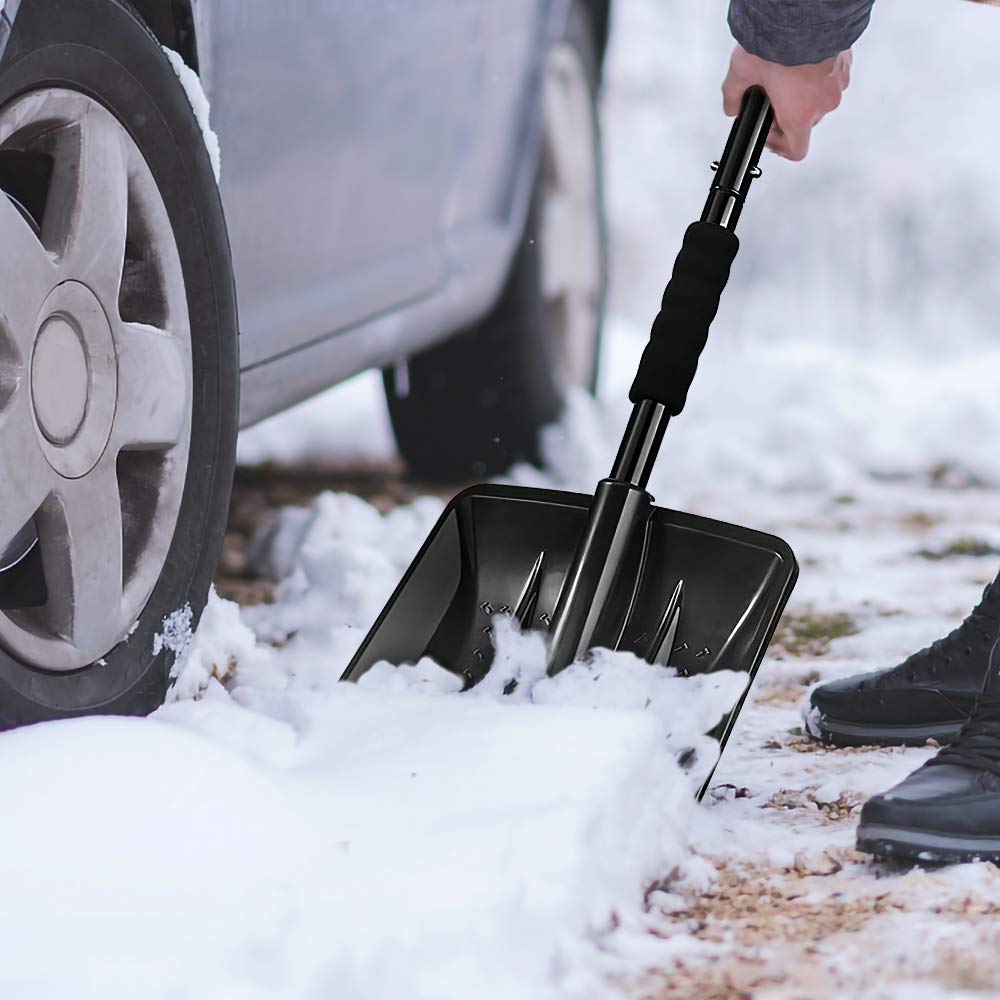 Snow Shovel, Snow Shovels for Snow Removal Heavy Duty Portable Sport Utility Detachable Shovel for Driveway Car Emergency Home Garden Camping Beach