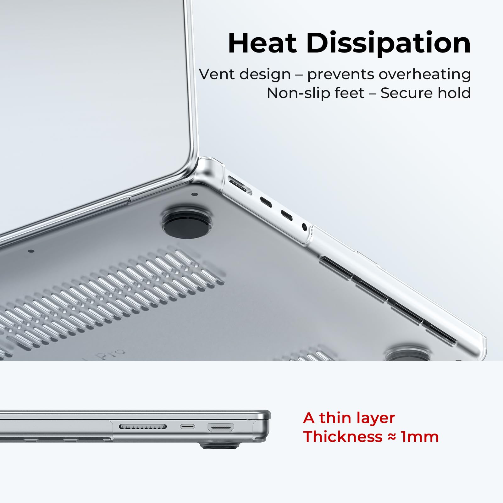 EooCoo Case Compatible with MacBook Pro 14 inch M5 2026-2021 M4 M3 M2 M1 Pro/Max Chip, Hard Shell Cases with Keyboard Cover, Screen Protector - Crystal Clear