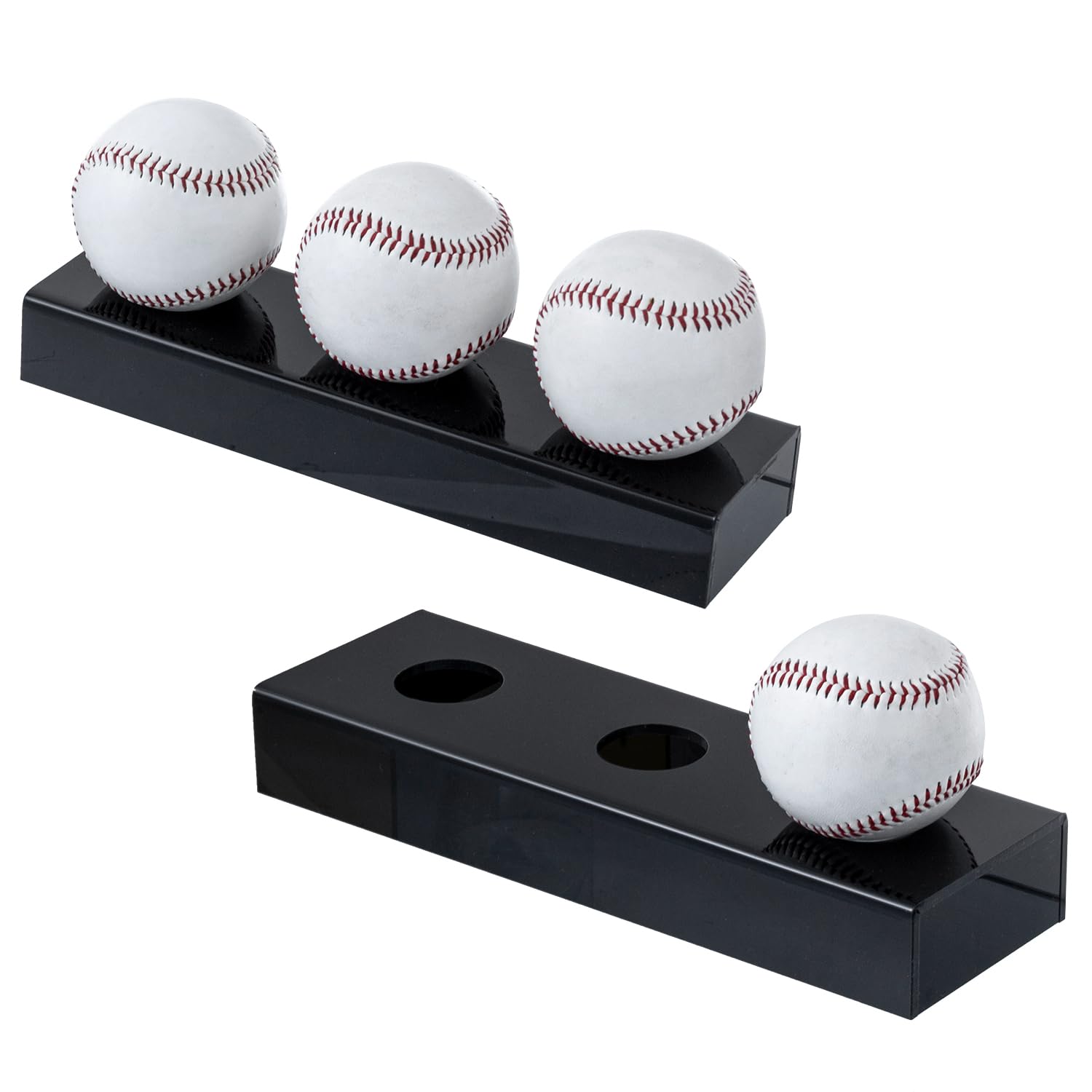 MyGift Set of 2 Premium Black Acrylic Baseball Collection Display Stands, Tabletop Sports Ball Holder Racks for Collectible Signed Baseballs, Holds 6 Balls