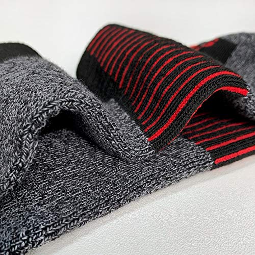 BERING Men's Ankle Socks Thick Cushioned Athletic Socks for Running, Walking, Workout, Black, Size 9-12, 6 Pack