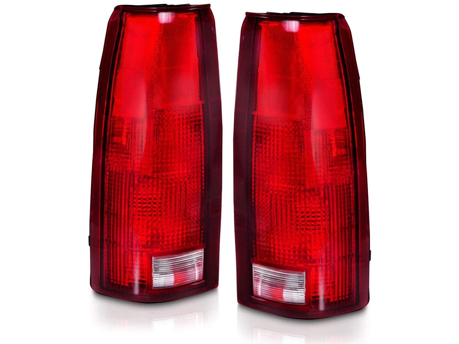 AmeriLite OE Replacement Halogen Tail Lights For Chevy GMC c1500 C/K C10 Silverado Sierra Tahoe Yukon Full-Size Blazer - Driver and Passenger Side, Vehicle Light Assembly, Red