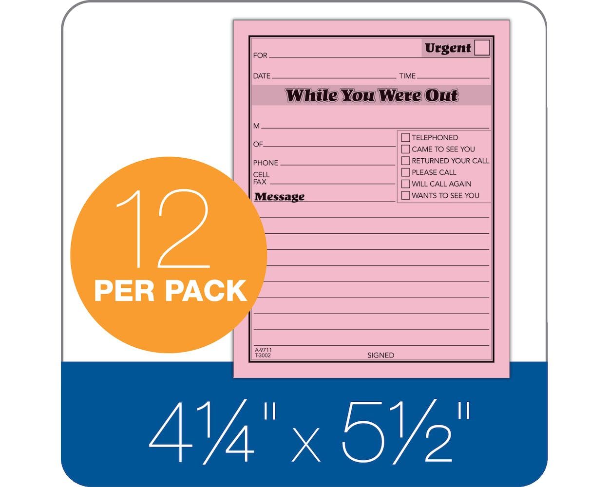 TOPS While You Were Out One-Sided Note Pads, 4.25 x 5.5 Inches, Pink, 50 Sheets per Pad, 12 Pads per Pack (3002P)
