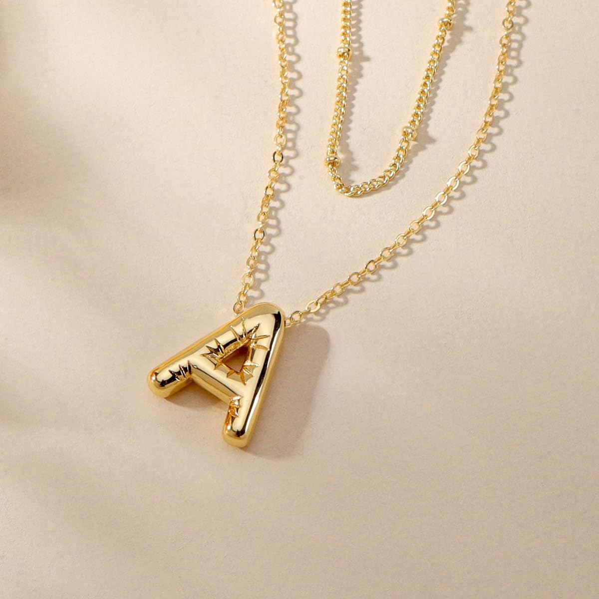 PANSHI Gold Necklace Initial Necklaces for Women Teens Layered Choker Bubble Letter Necklace Gold Jewelry Teen Gift Trendy Stuff Personalized Gifts for Women Her A.