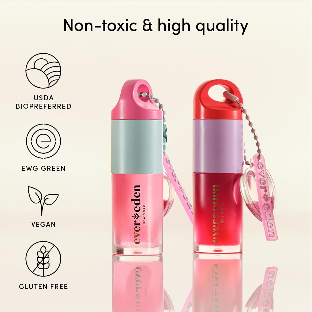 Evereden Kids Tinted Non Toxic Lip Gloss: Sakura - Non Toxic Kids Makeup - Vegan Clean Makeup for Kids - Soothing & Hydrating Kid Lip Gloss with Cherry, Peach, & Cranberry Oils - Girls Makeup