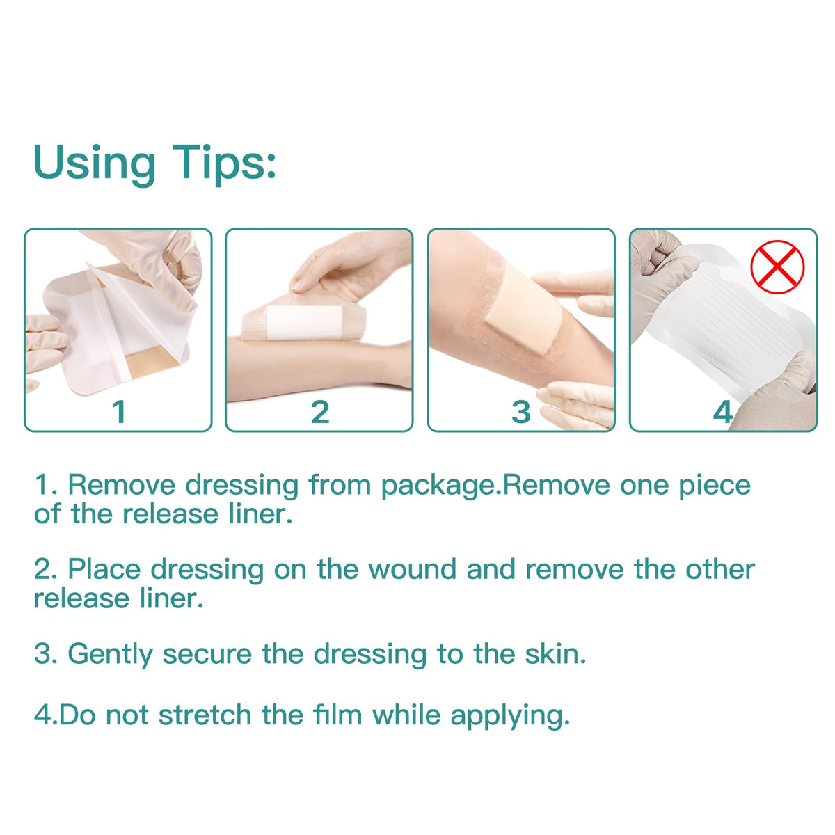Dimora Silicone Foam Dressing with Border Adhesive 4"x4" Wound Dressing First Aid Bandage for Wound Care 10 Pack FSA/HSA Approved