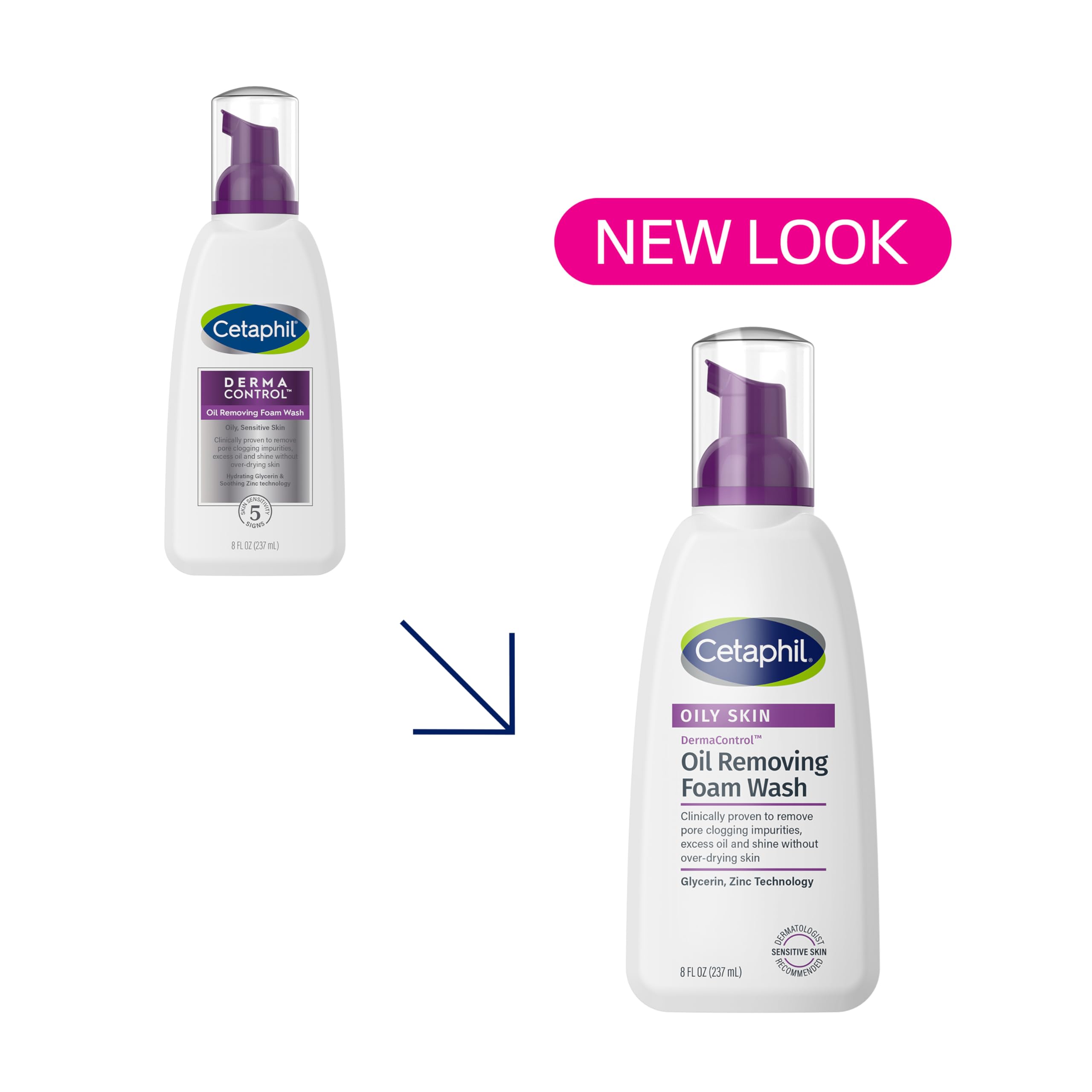 Cetaphil Pro Oil Removing Foam Wash, Foaming Facial Cleanser, Fragrance Free Formula Suitable for Sensitive Skin, 8 Fluid Ounce (Pack of 3)